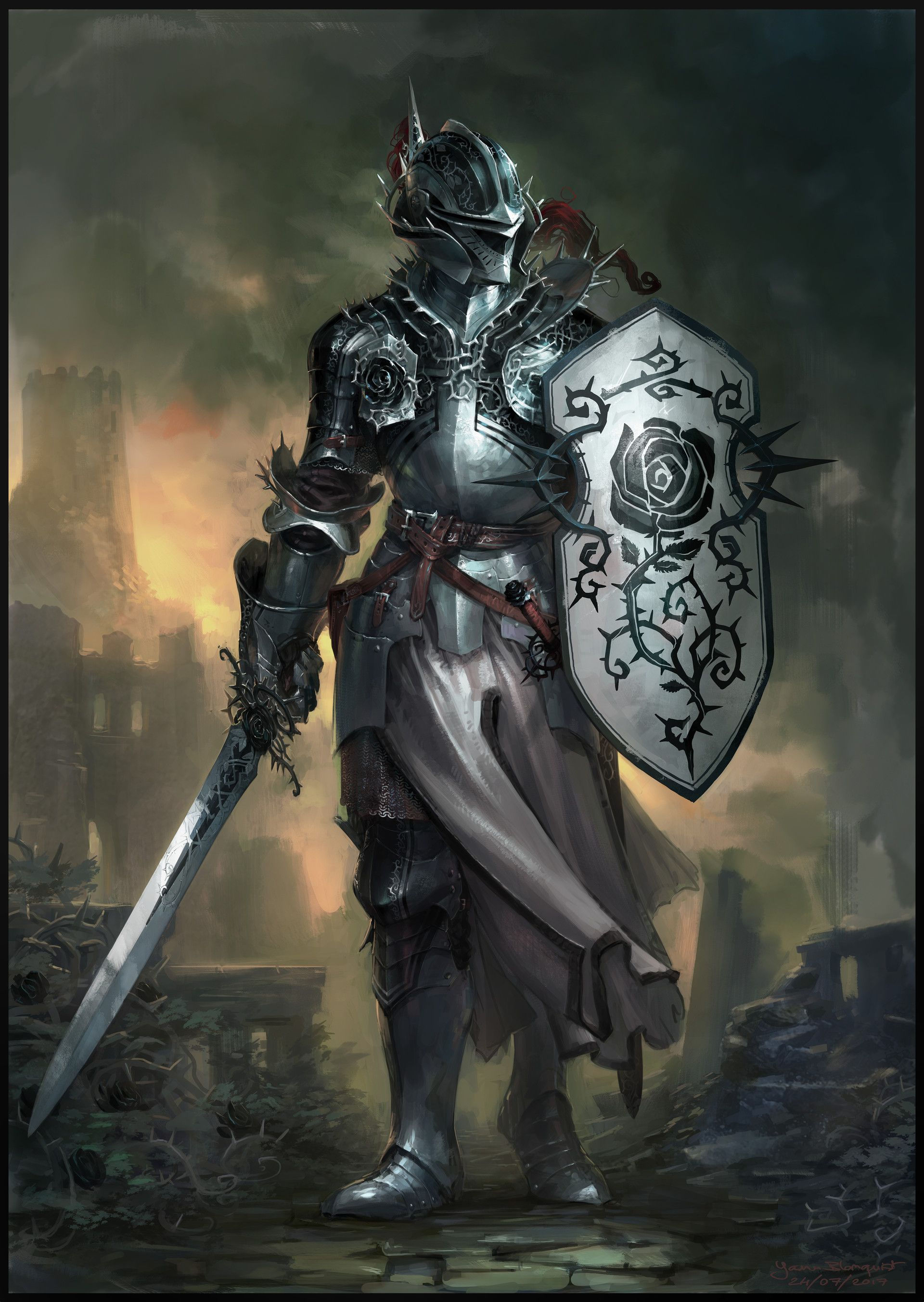 Wallpaper #7X0d8o4Bnwiau_P6ZAq911 Artstation Knight of the Black Rose Yann Blomquist Fantasy Character