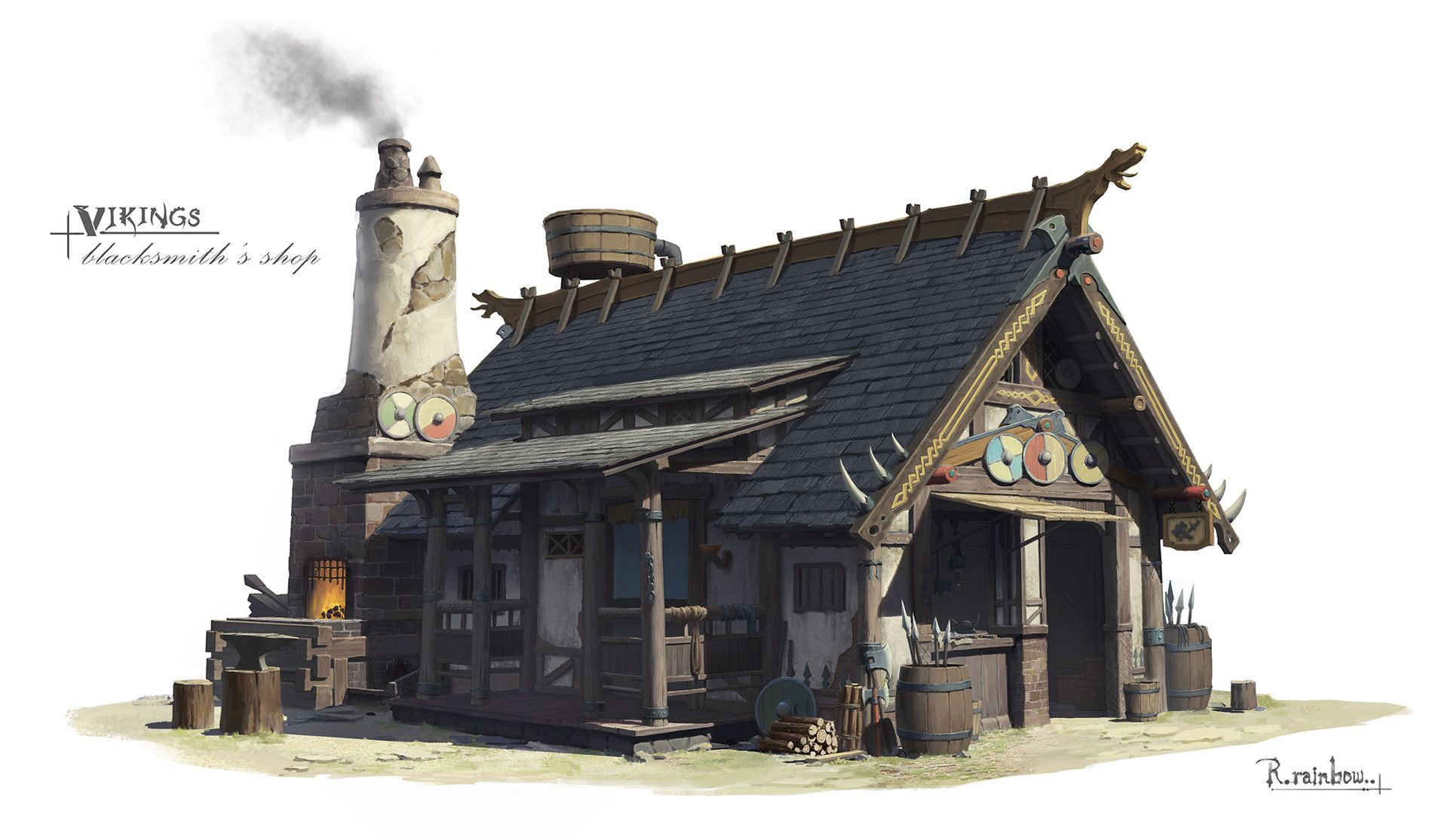Wallpaper #UGe98ZIBSpphPi3-uW3x98 Artstation Vikings3 Nydia Ni Viking House Fantasy House Vikings