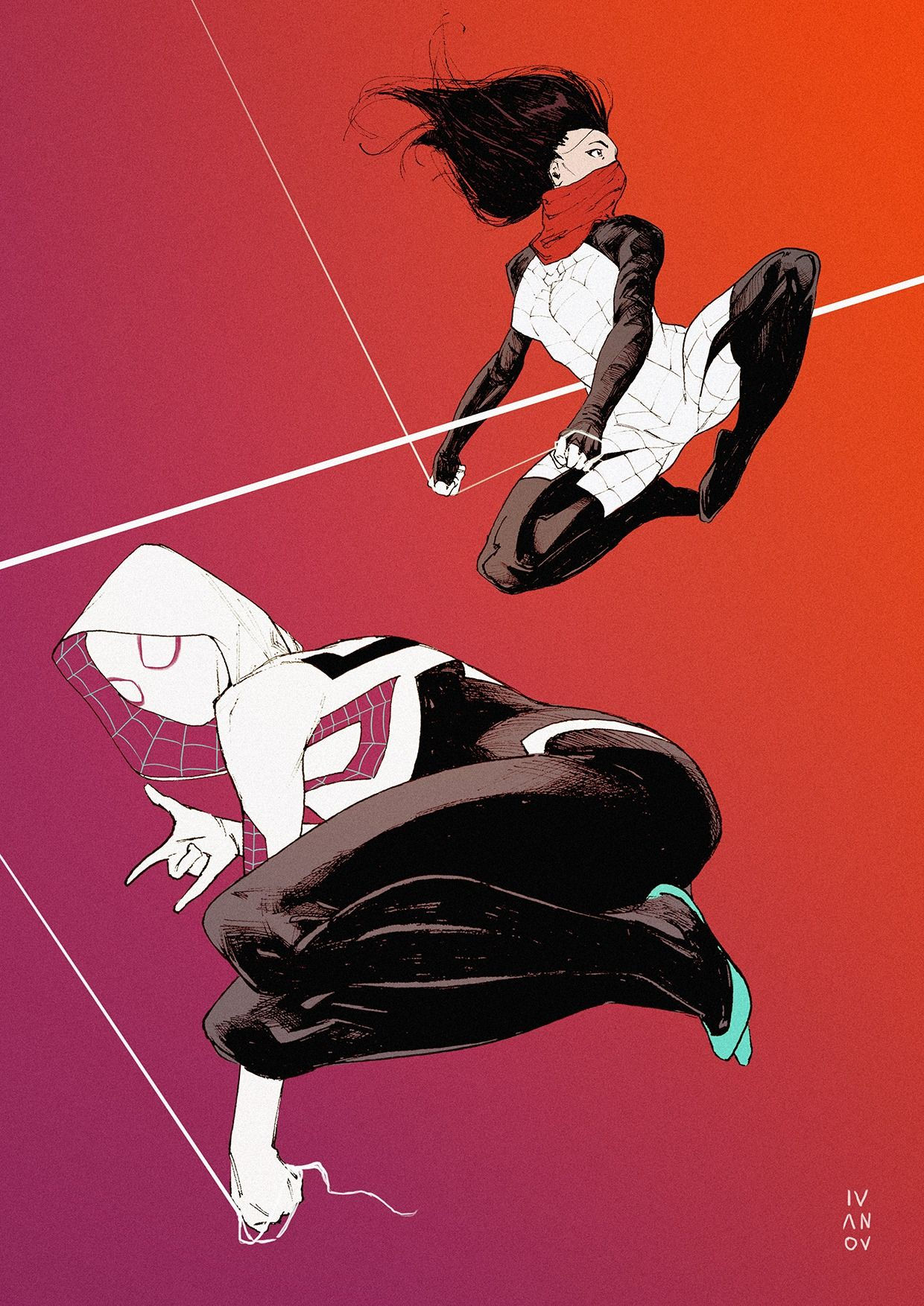 Wallpaper #x_SDOpMBKFX8bn3rH3iq183 Spider Gwen and Silk by Dima Ivanov