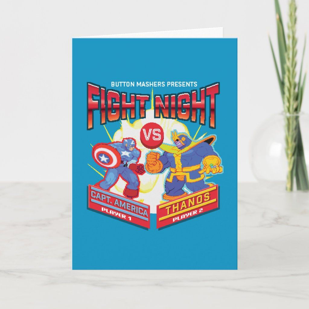 Wallpaper #R6WnOJMBVBiSkHCax45p126 Fight Night Captain America vs Thanos Game Sprites Card Zazzle