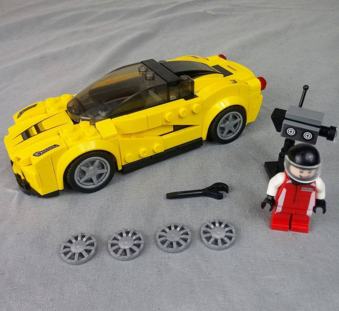 Wallpaper #O2fS_ZIBSpphPi3-u52G394 Yellow Ferrari Race Car with Mini Figure by Kingminifigs on Etsy Toy