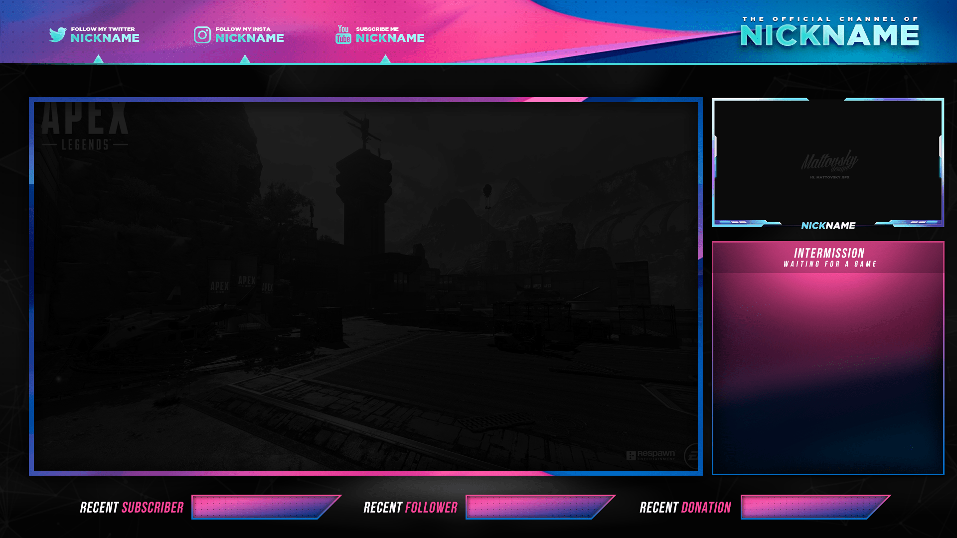 Wallpaper #Y88FO5MBOBUYluQYwLqS142 Stream Overlay Blue and Pink Free Psd Zonic Design Download