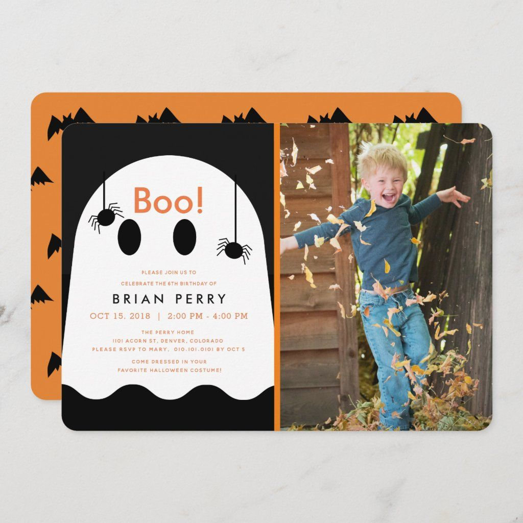 Wallpaper #XPTBOZMBKFX8bn3rFHcU65 Boo Halloween Ghost Spiders Photo Birthday Invitation Zazzle in