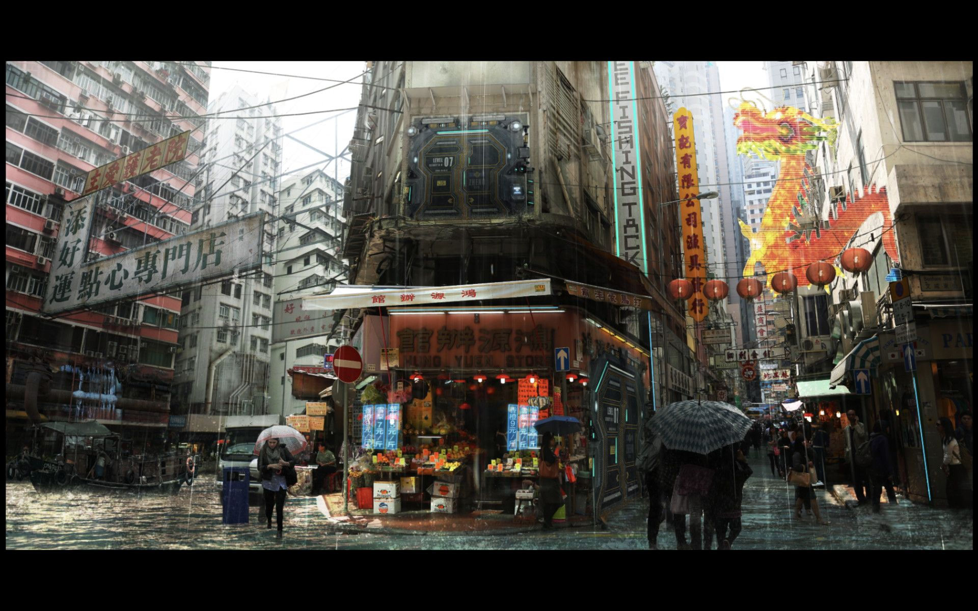 Wallpaper #63Taxo4B_8f4nGFarHH242 Artstation Cyberpunk Slum Yusi Chan Futuristic City Cyberpunk Slums