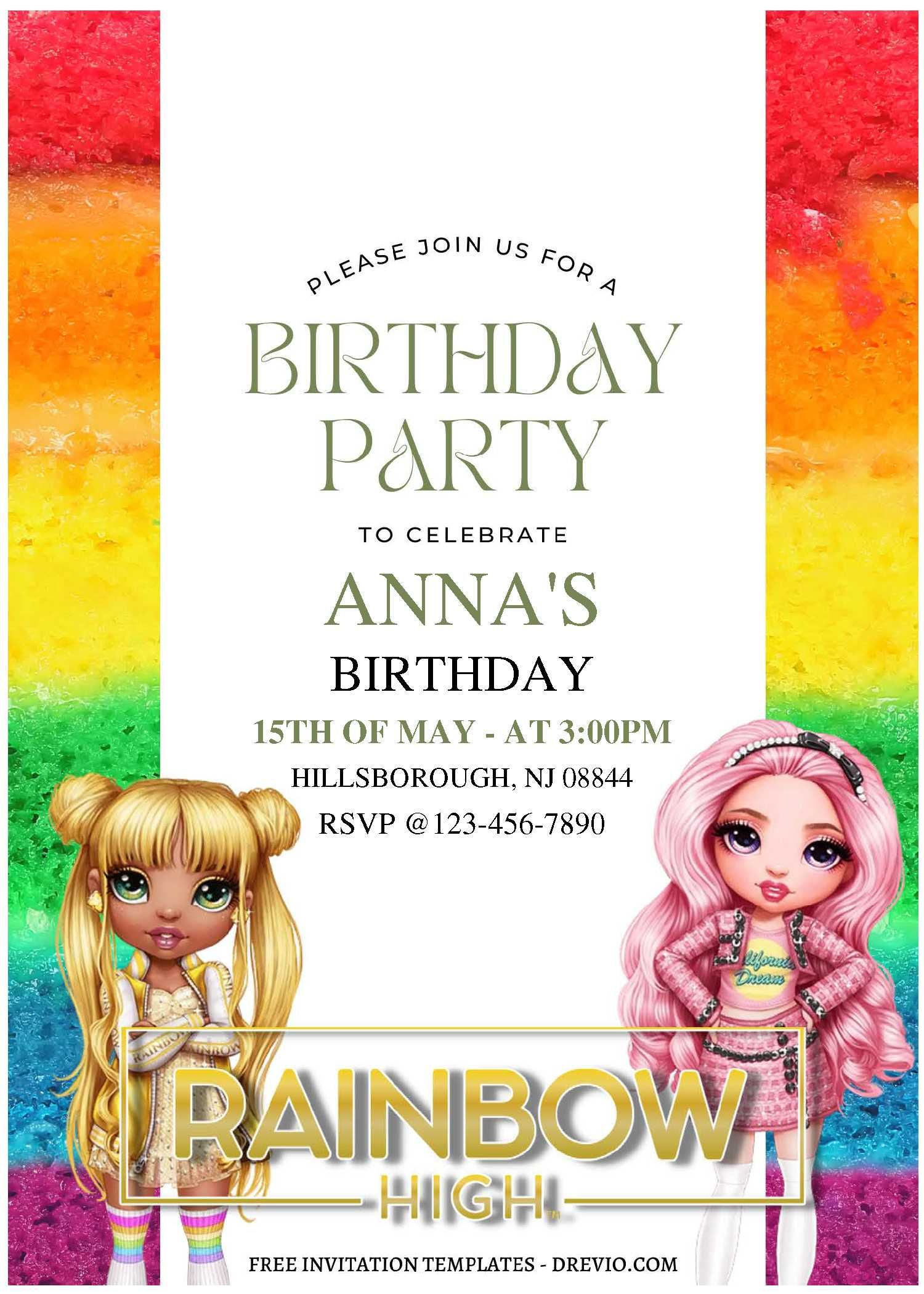 Wallpaper #hDGhNZMB5zzyi_yY6Vf9169 Free Editable Pdf Lovely Rainbow High Birthday Invitation Templates