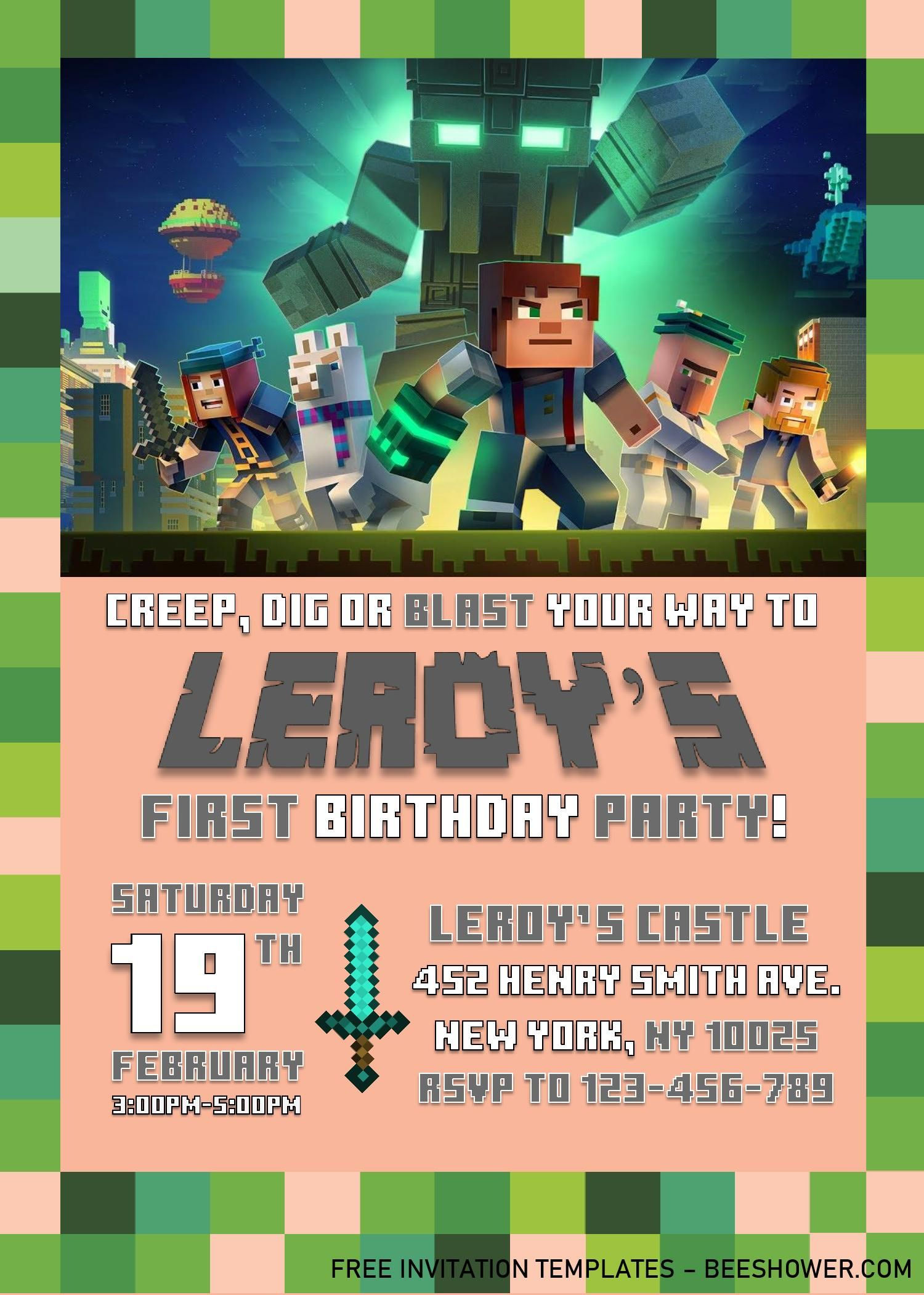 Wallpaper #hDGhNZMB5zzyi_yY6Vf9241 Minecraft Birthday Invitation Templates Editable with Ms 54 Off