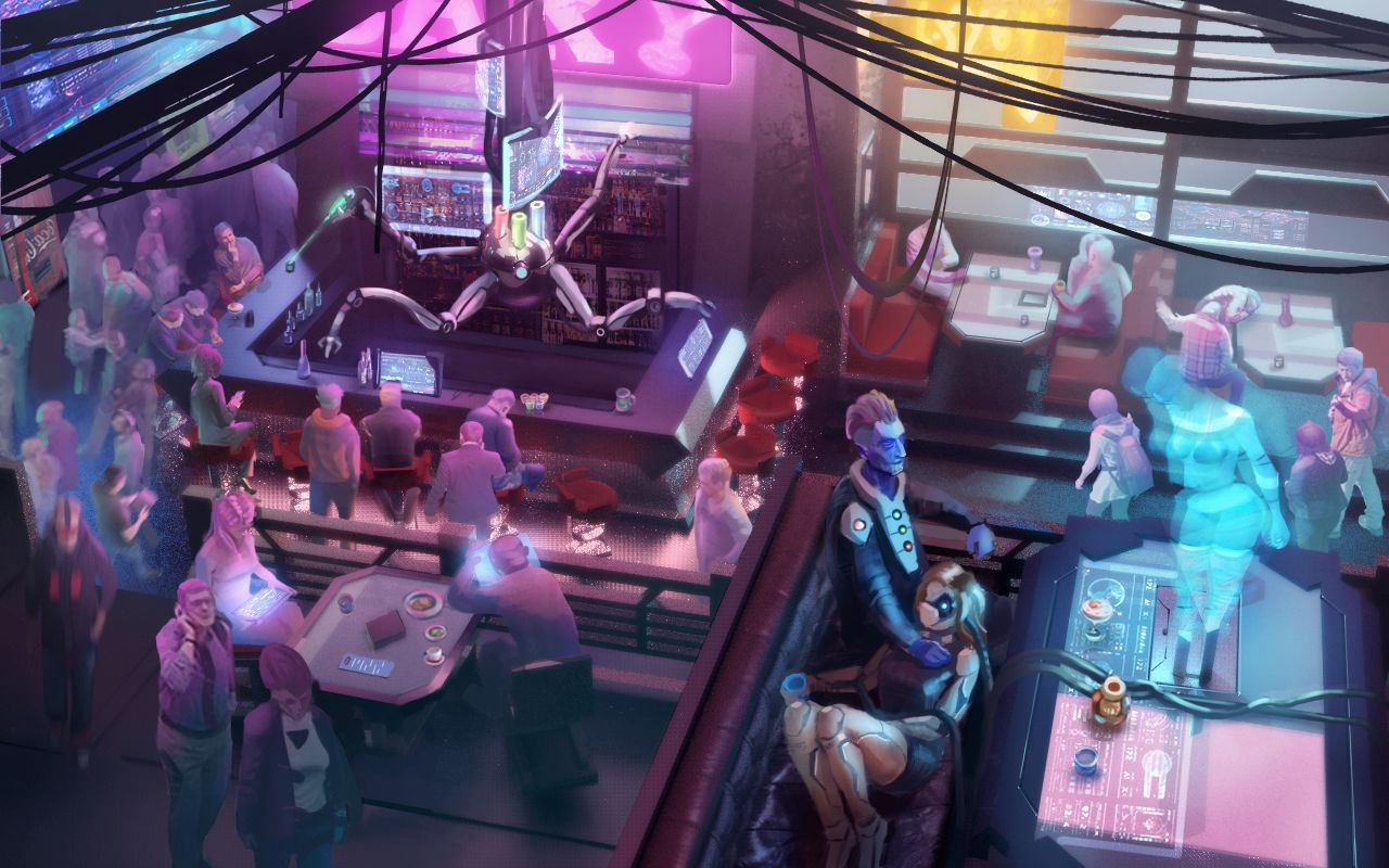 Wallpaper #1QDL344BSdW8dNou4wrC34 Sci Fi Bar Interior Environment Maxak Cgsociety with Images