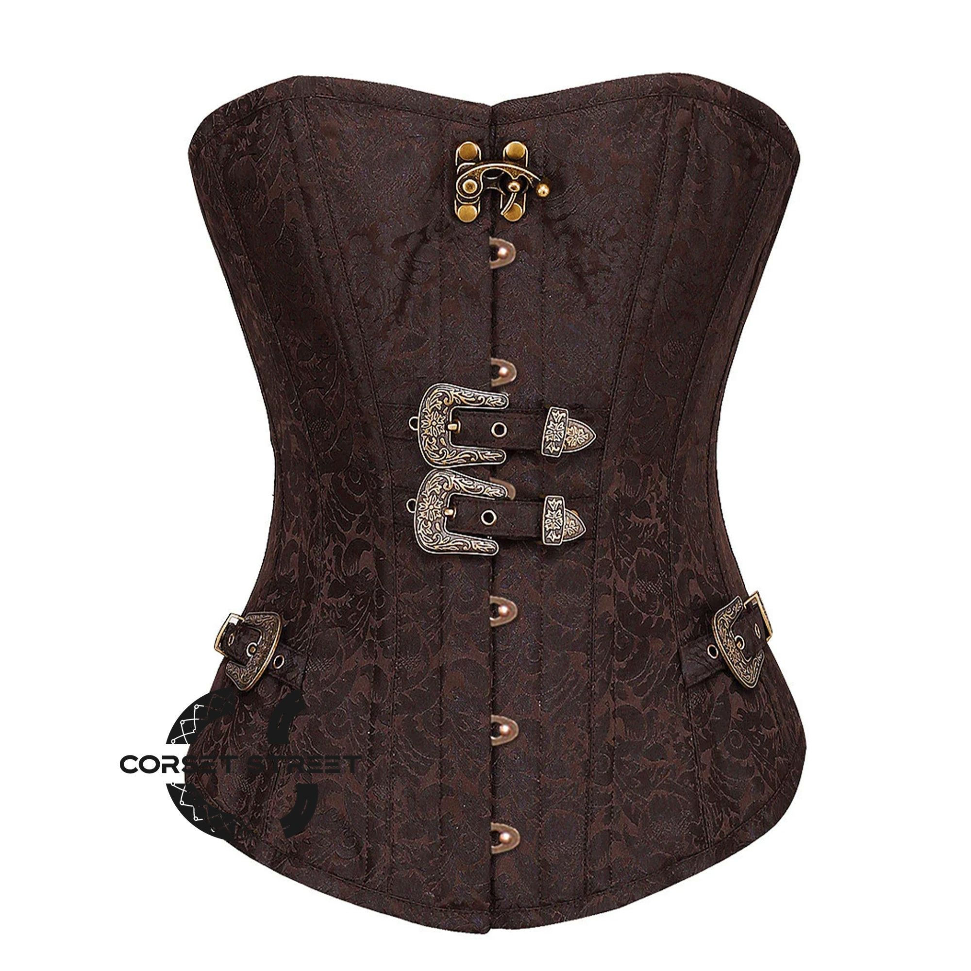 Wallpaper #_bmH3pIBJvJKYCmESQX0441 Brown Brocade Steampunk Gothic Costume Overbust Corset Dress Etsy in