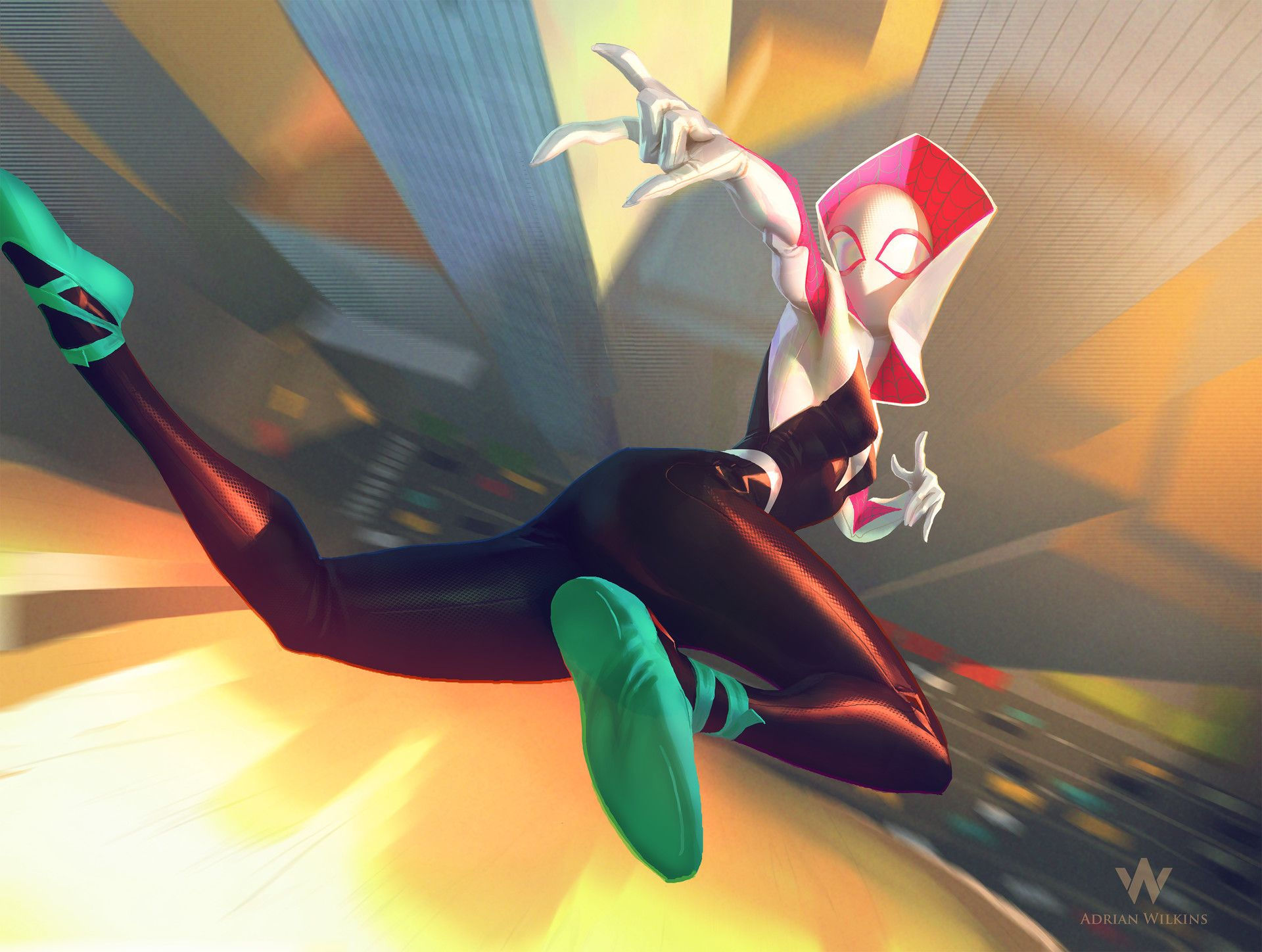 Wallpaper #x_SDOpMBKFX8bn3rH3iq267 Artstation Spidergwen Adrian Wilkins Spiderman and Spider Gwen