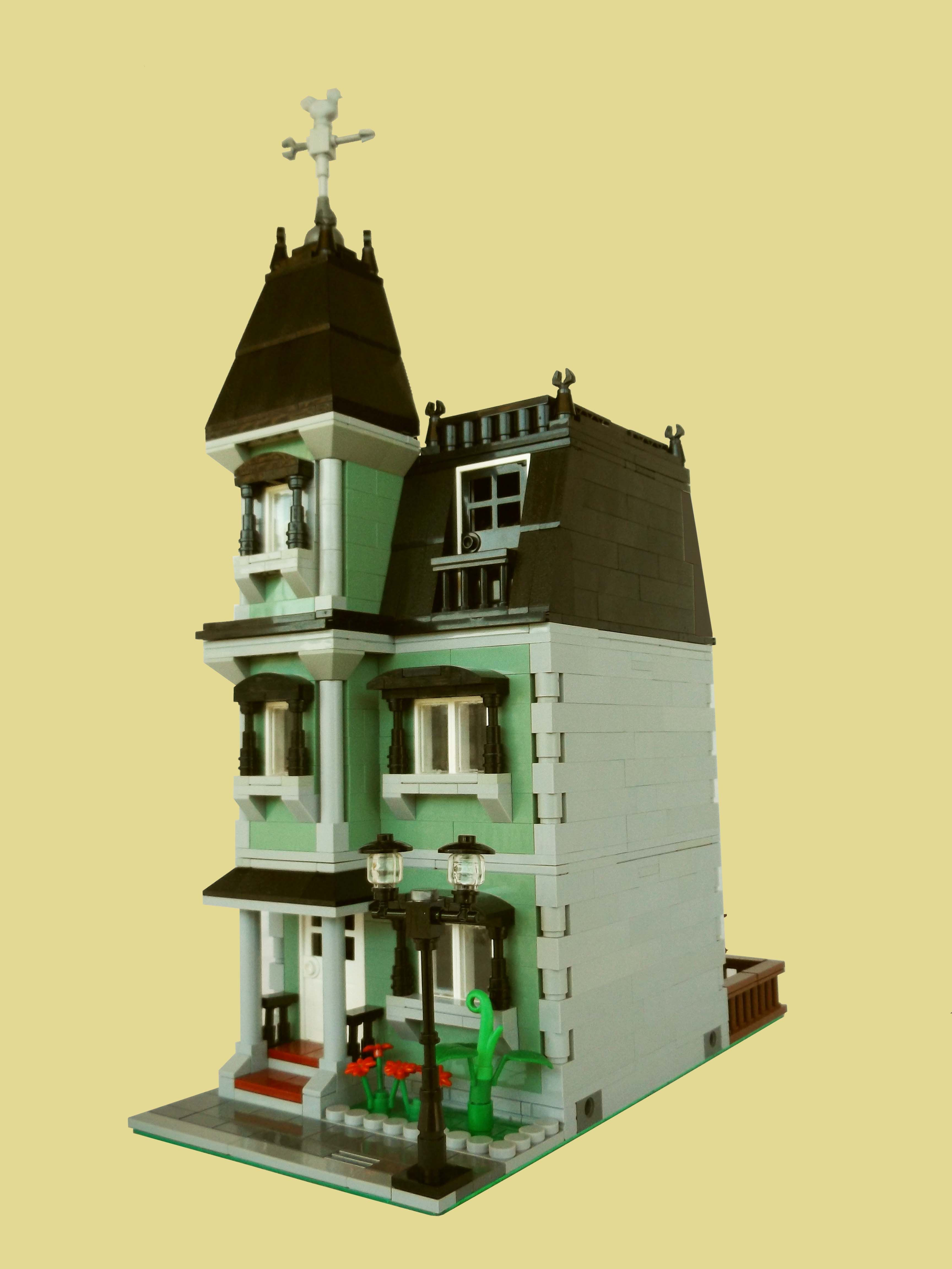 Wallpaper #WSwaSpMB0E1QgA7wsvVO403 Lego Custom Moc Modular Manor Townhouse 34 Front View Step by Step