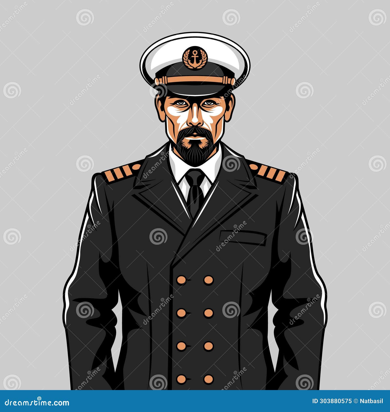 Wallpaper #0jEXNpMB5zzyi_yYPFik59 Man with a Beard in a Captain S Uniform Stock Illustration