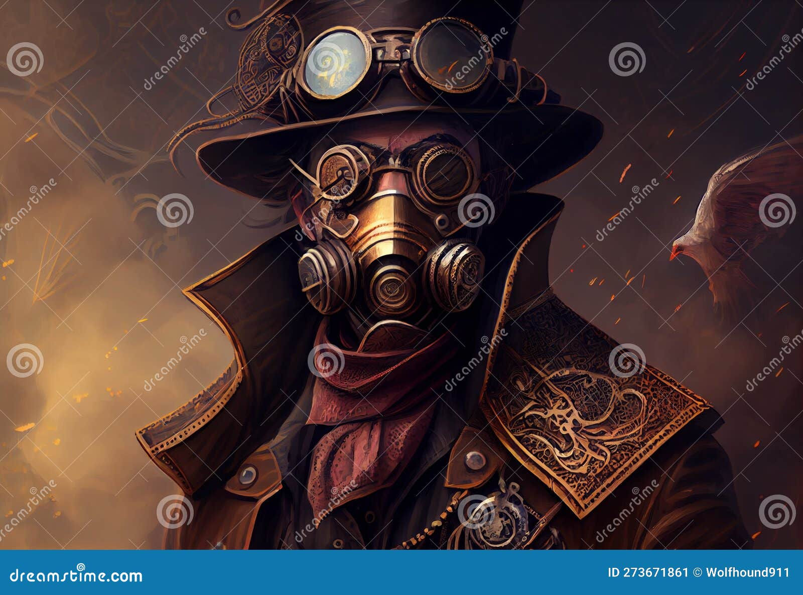 Wallpaper #27iuPpIBJvJKYCmE4csH13 A Man Wearing a Steampunk Hat and a Steampunk Mask Fantasy Art