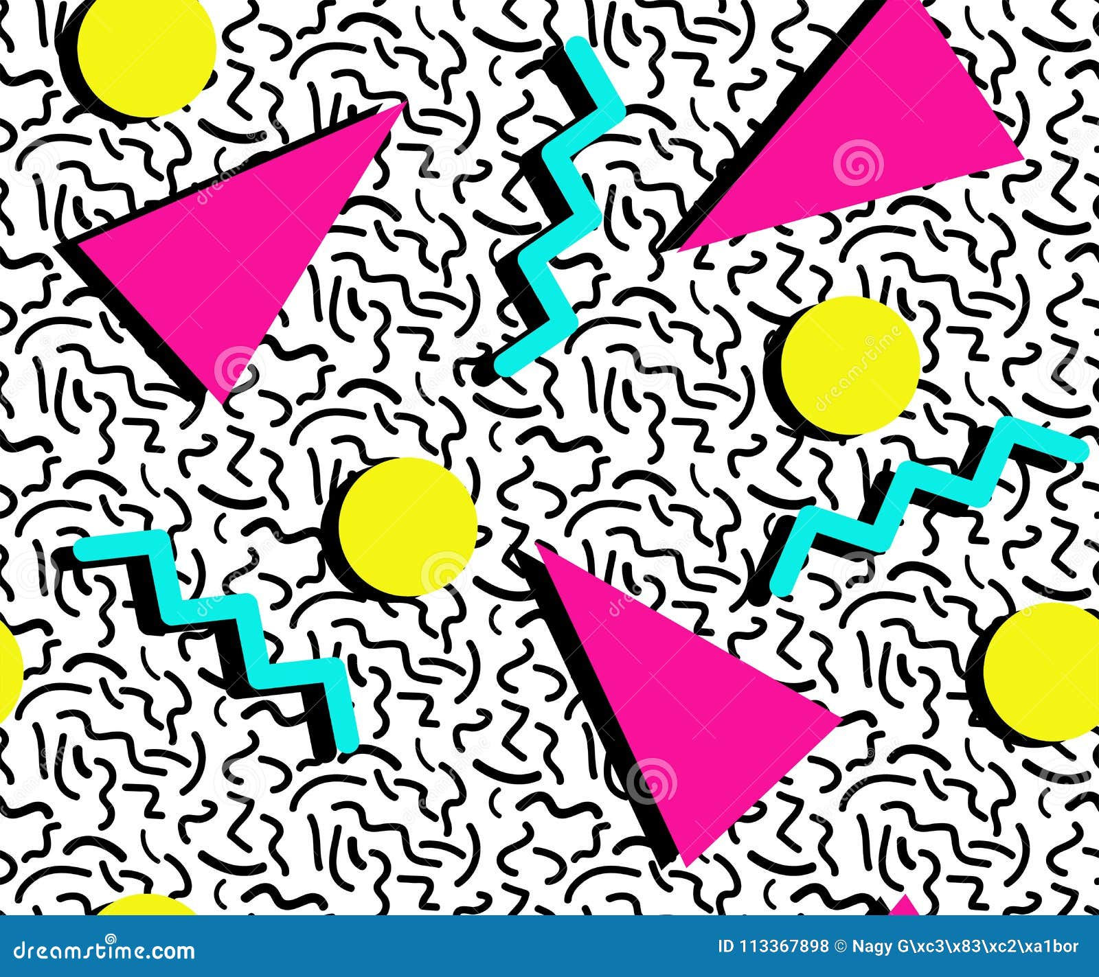 Wallpaper #W2ex7ZIBSpphPi3-OlmC147 Colored Memphis Style Seamless Pattern Geometric Elements Texture 80s