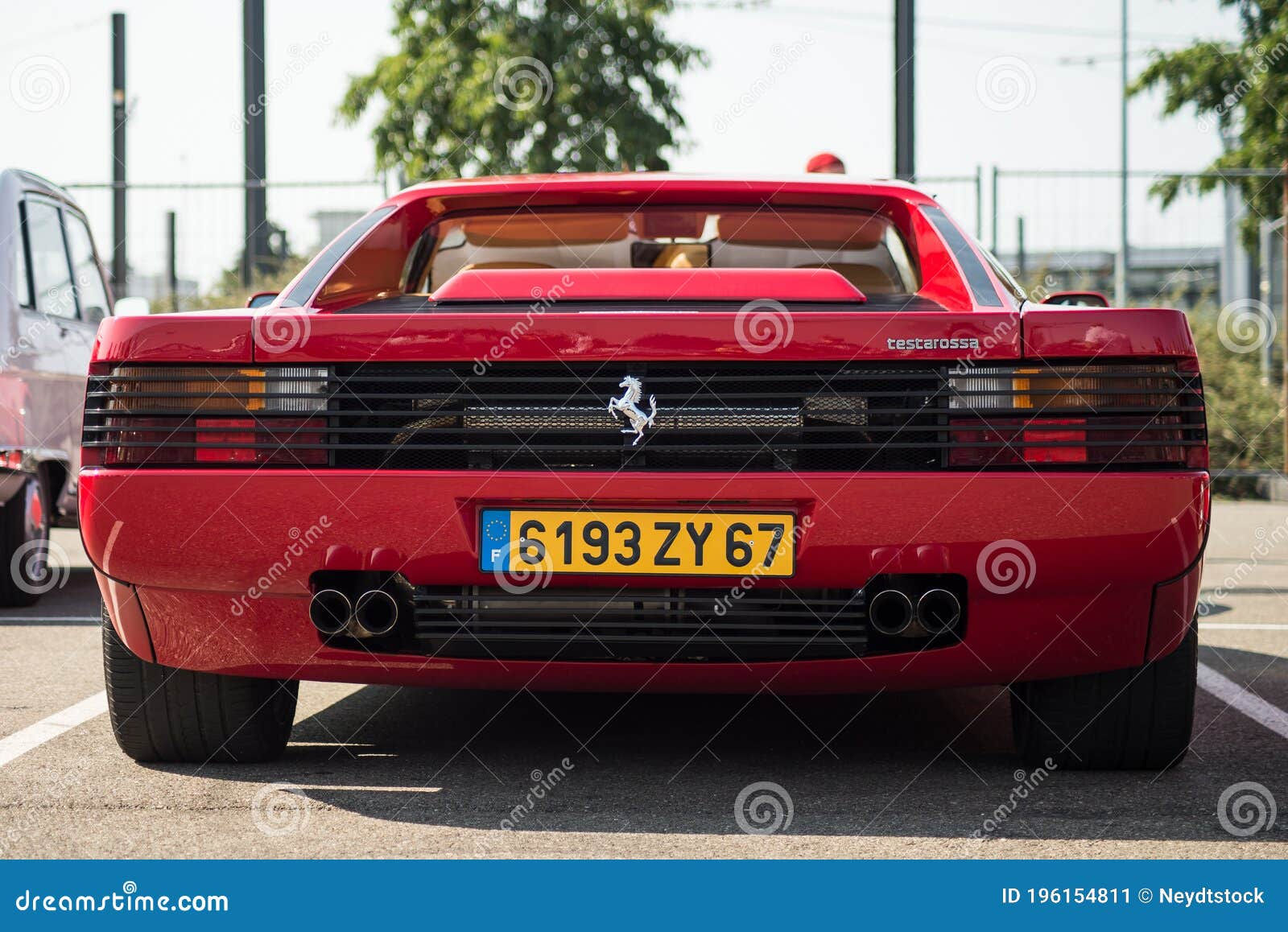 Wallpaper #hn2z844Bnwiau_P6PQ1r20 Rear View of Red Ferrari Testa Rossa Parked in the Street Editorial