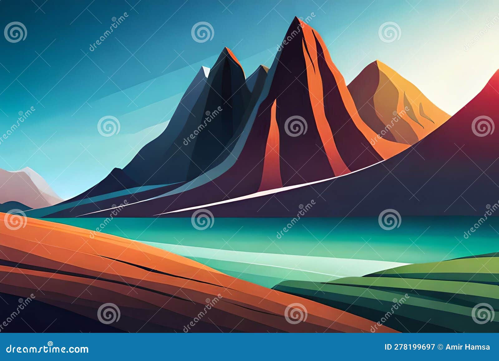 Wallpaper #42fKEZMBSpphPi3-_fja157 Minimalist Landscape Aesthetic Background Wallpaper Stock Illustration