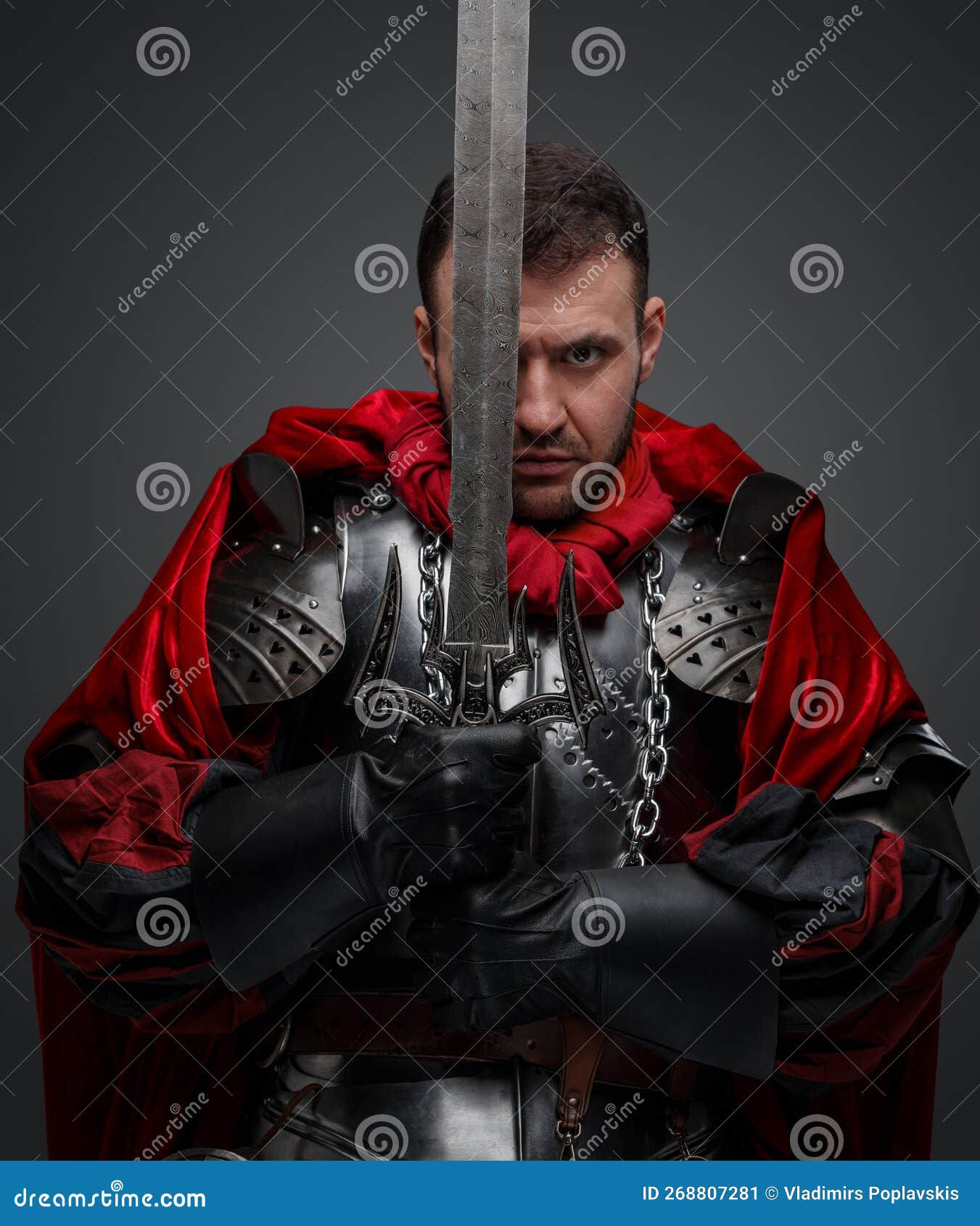 Wallpaper #uAMlZJMBpyOg8YnEhtaE35 Medieval Dark Knight with Red Cape and Sword Stock Image Image of