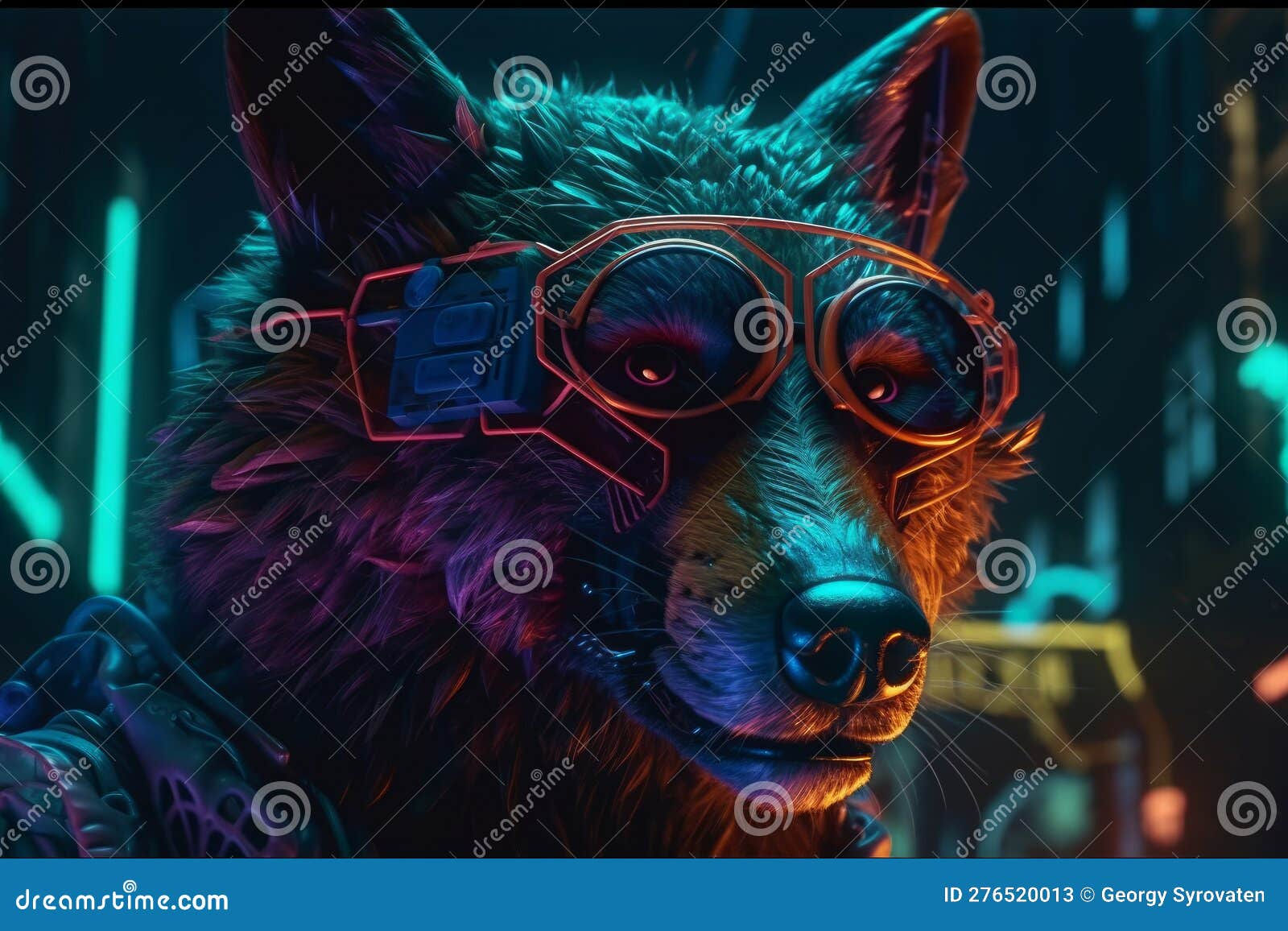 Wallpaper #hn399I4Bnwiau_P6SxF46 The Cyberpunk Wolf a 3D Realism Masterpiece with Cinematic Lighting