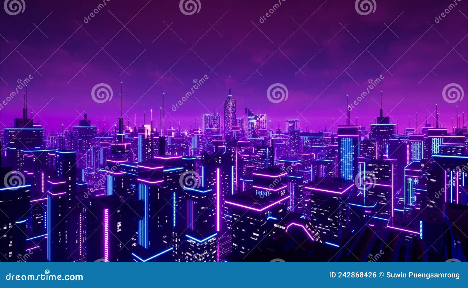 Wallpaper #F2ch7JIBSpphPi3-8lH9316 Cyberpunk Concept 3D Illustration of a Seedy Futuristic City Street at