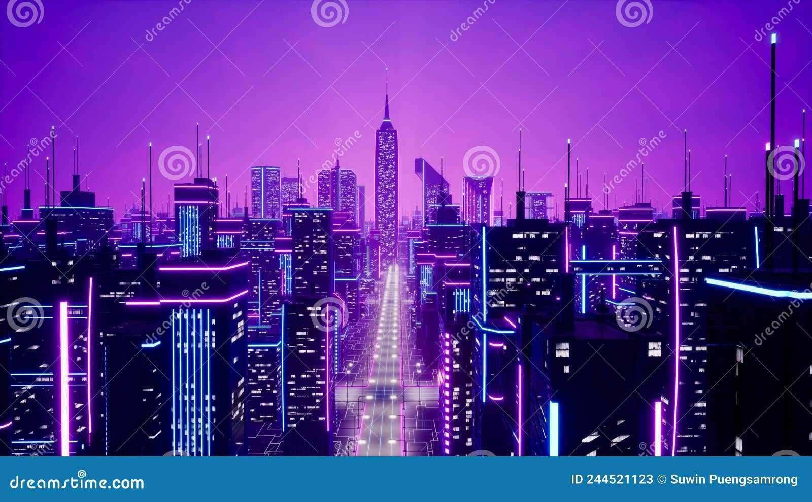 Wallpaper #F2ch7JIBSpphPi3-8lH9321 Cyberpunk Concept 3D Illustration of a Seedy Futuristic City Street at