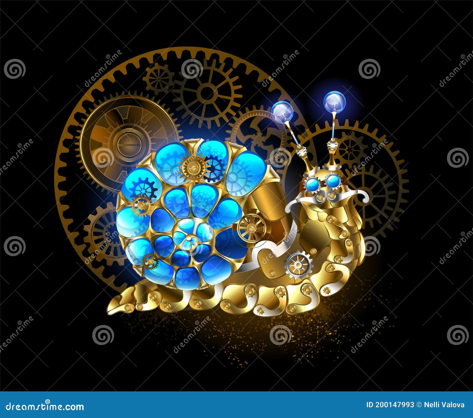 Wallpaper #7DE0NZMB5zzyi_yYk1WD16 Mechanical Steampunk Snail on Black Background Stock Vector