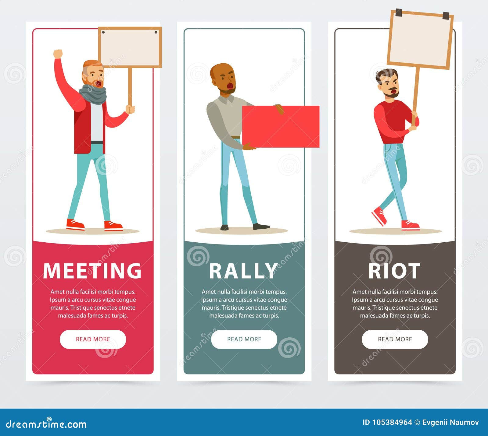 Wallpaper #mlhzNJMBzN9vxX34Lzzx399 Meeting Rally Riot Banners Set Men with Picket Signs Protesting Flat