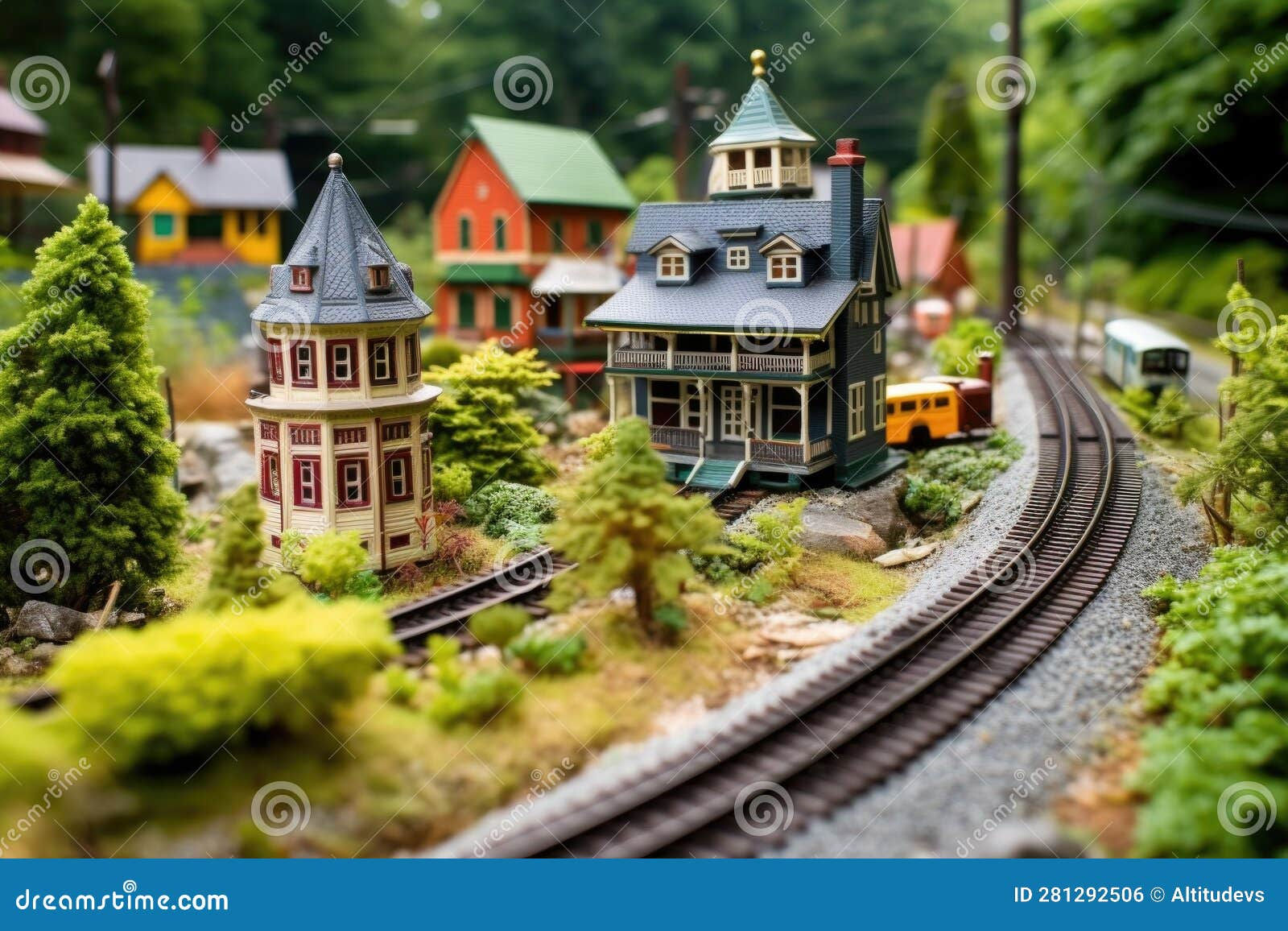 Wallpaper #xqU8MpMB0vj5YdARJtON179 Miniature Train Station with Tracks and Tiny Trains Stock Illustration