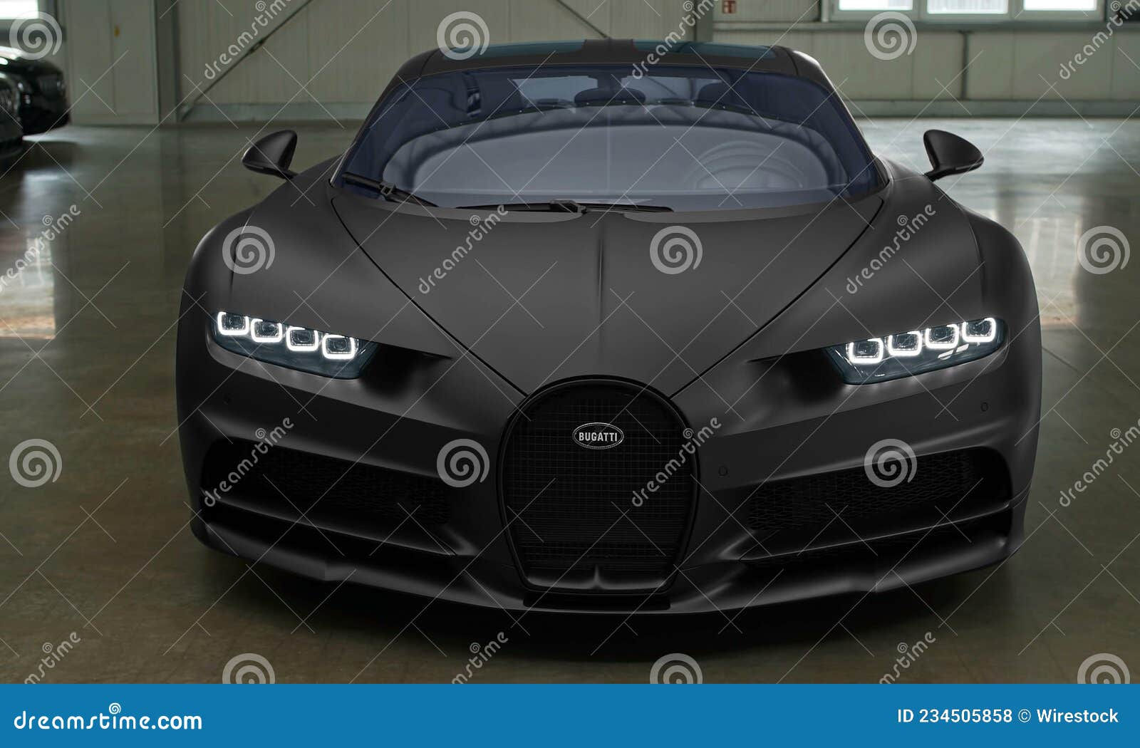 Wallpaper #Ymcq8pIBSpphPi3-9m_Q156 Front View of Matte Black Bugatti Chiron Editorial Stock Photo Image
