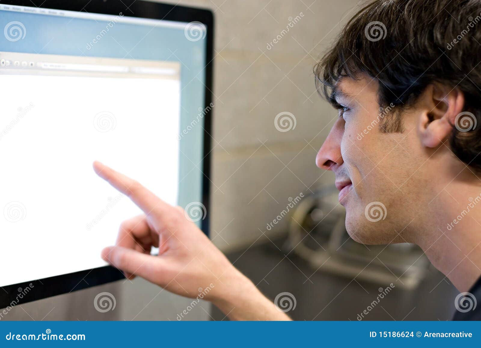 Wallpaper #uxlbDo8BtGB6xQ78_1nv32 Man Pointing at Computer Screen Stock Photo Image of Desktop Monitor