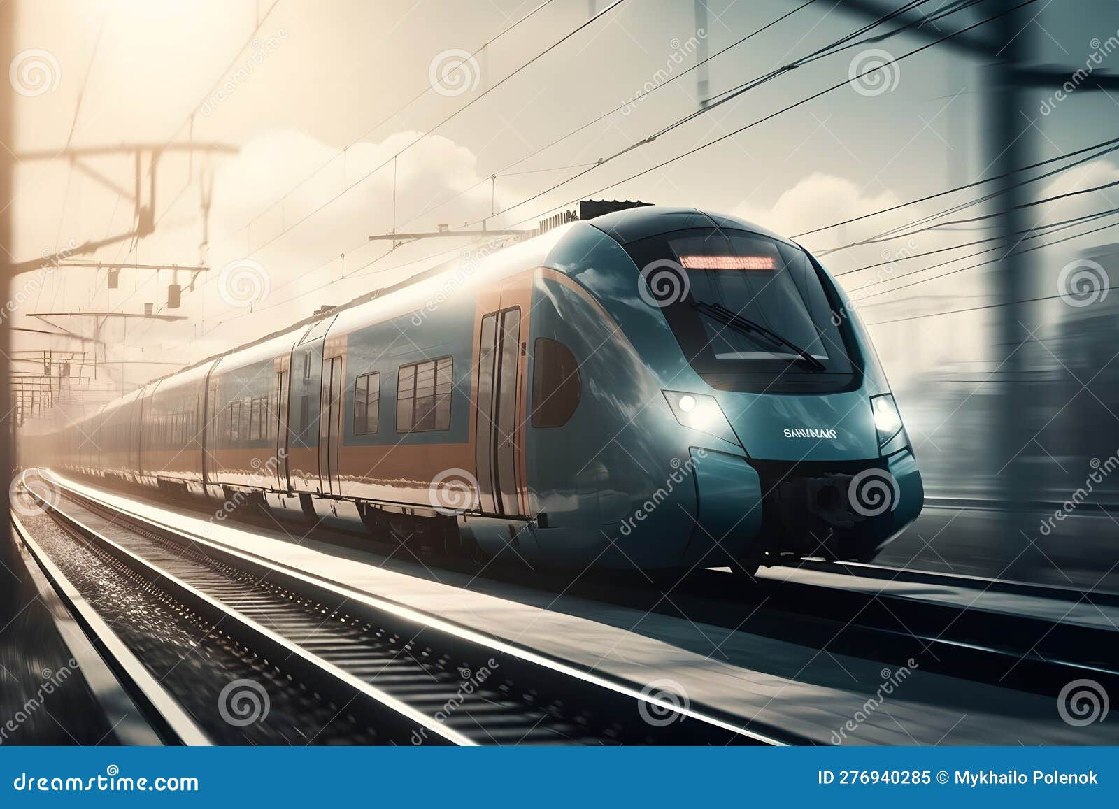 Wallpaper #xqU8MpMB0vj5YdARJtON4 Modern High Speed Train Neural Network AI Generated Stock Illustration