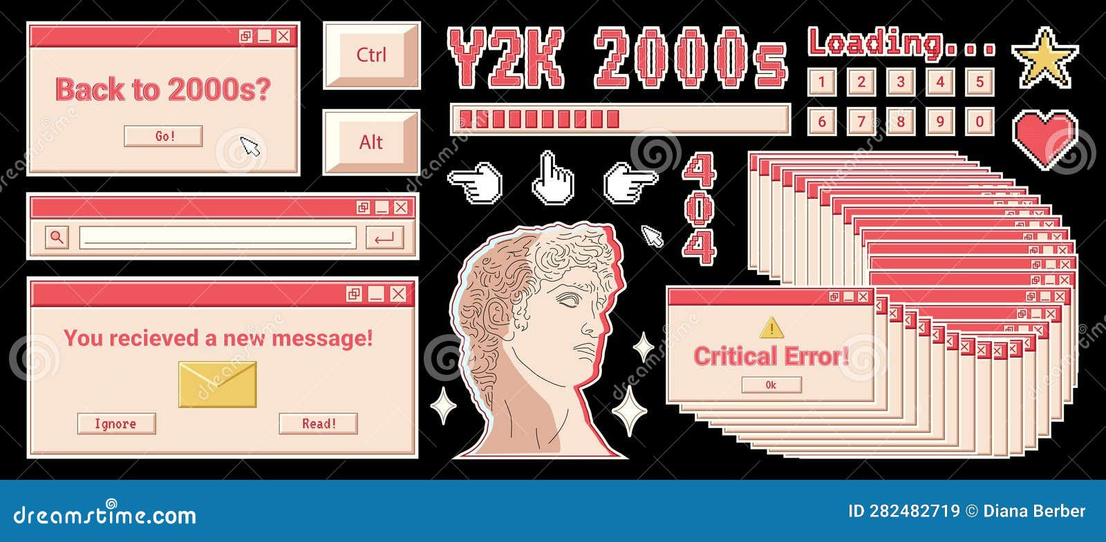 Wallpaper #Drjq2pIBJvJKYCmEPvSR27 Trendy Y2k Banner with Retro Computer Windows Greek Sculpture Pixel