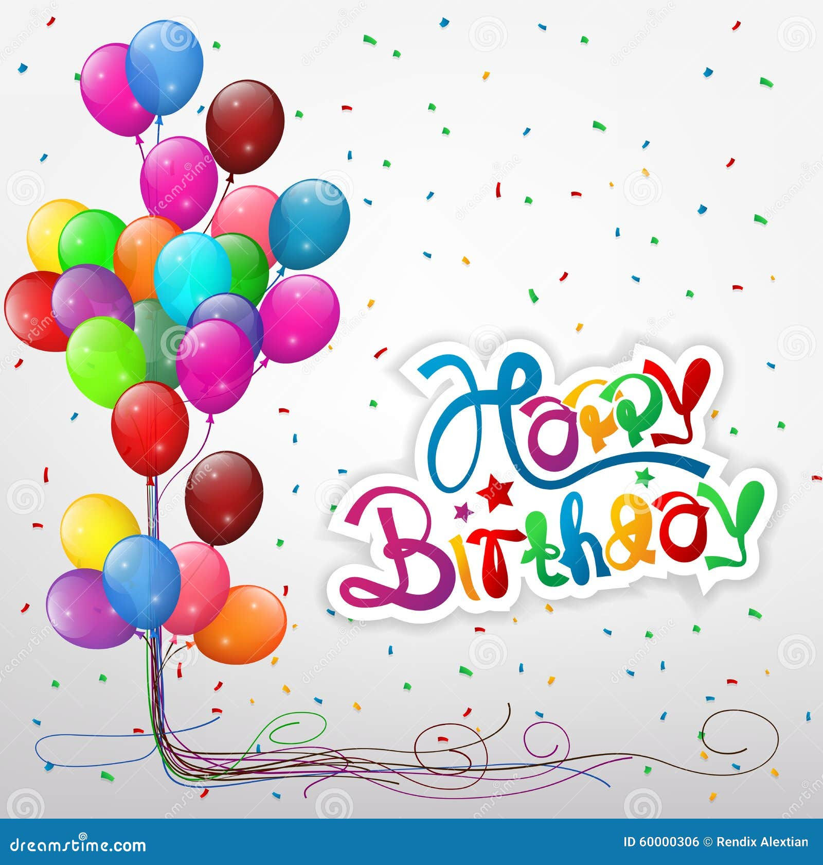 Wallpaper #lMnyjJcB-VVLIetl3Wns64 Transparent Balloons with Streamer and Happy Birthday Text Stock Vector