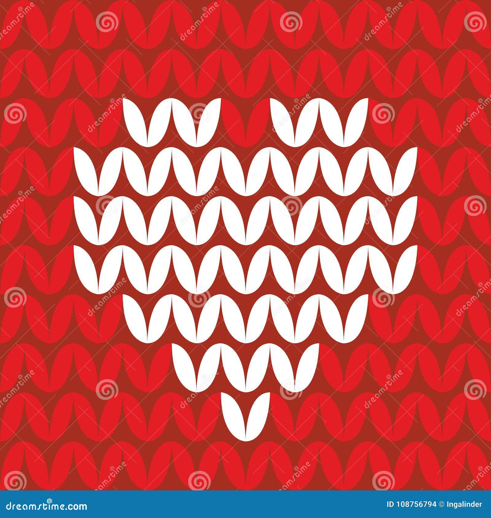 Wallpaper #HGdy7ZIBSpphPi3-_1jy336 Tile Knitting Vector Pattern with White Hearts on Red Background Stock