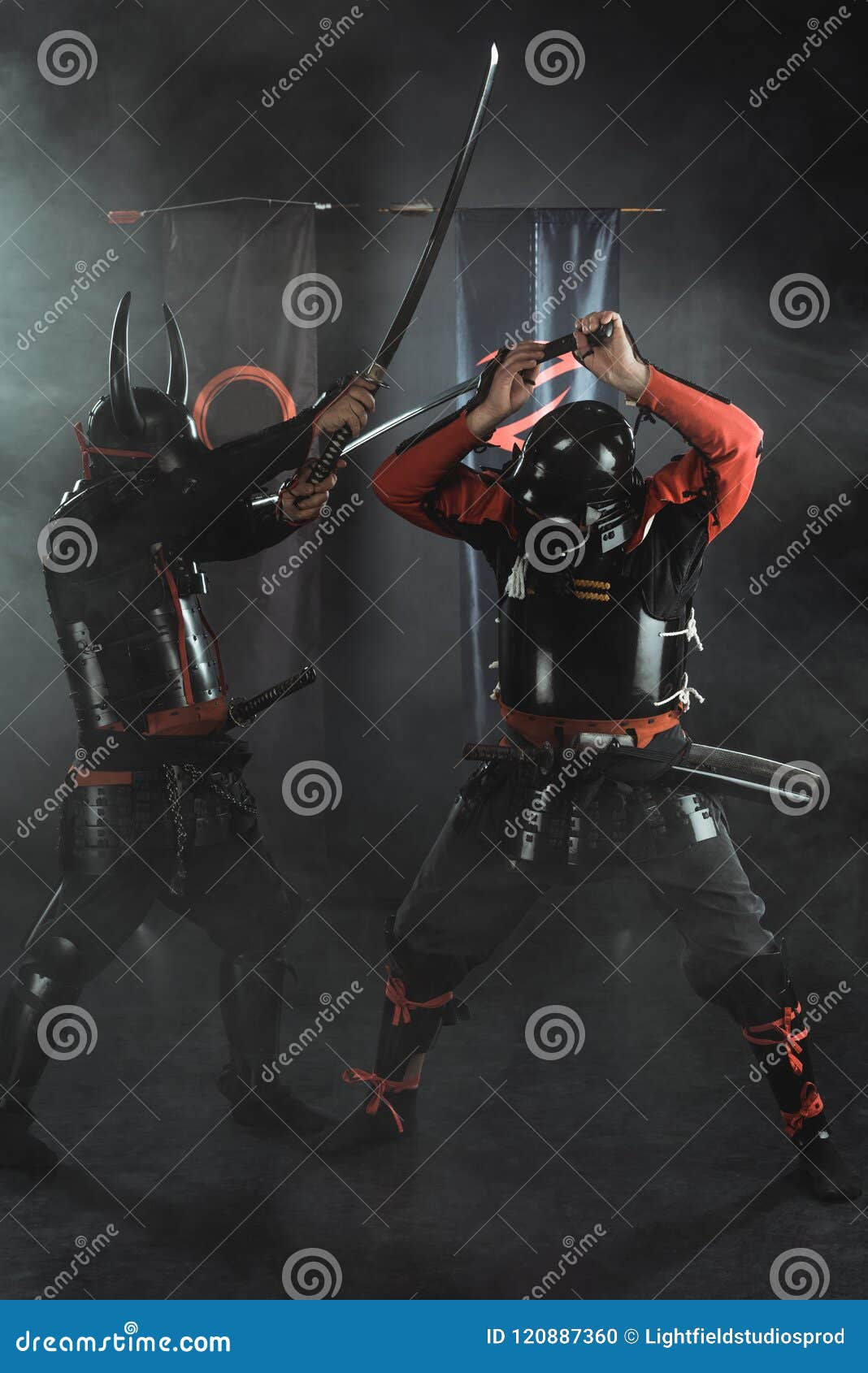 Wallpaper #gkA2MZMBJhL2WPbaCsWi10 Traditional Armored Samurai Fighting with Swords Stock Photo Image of
