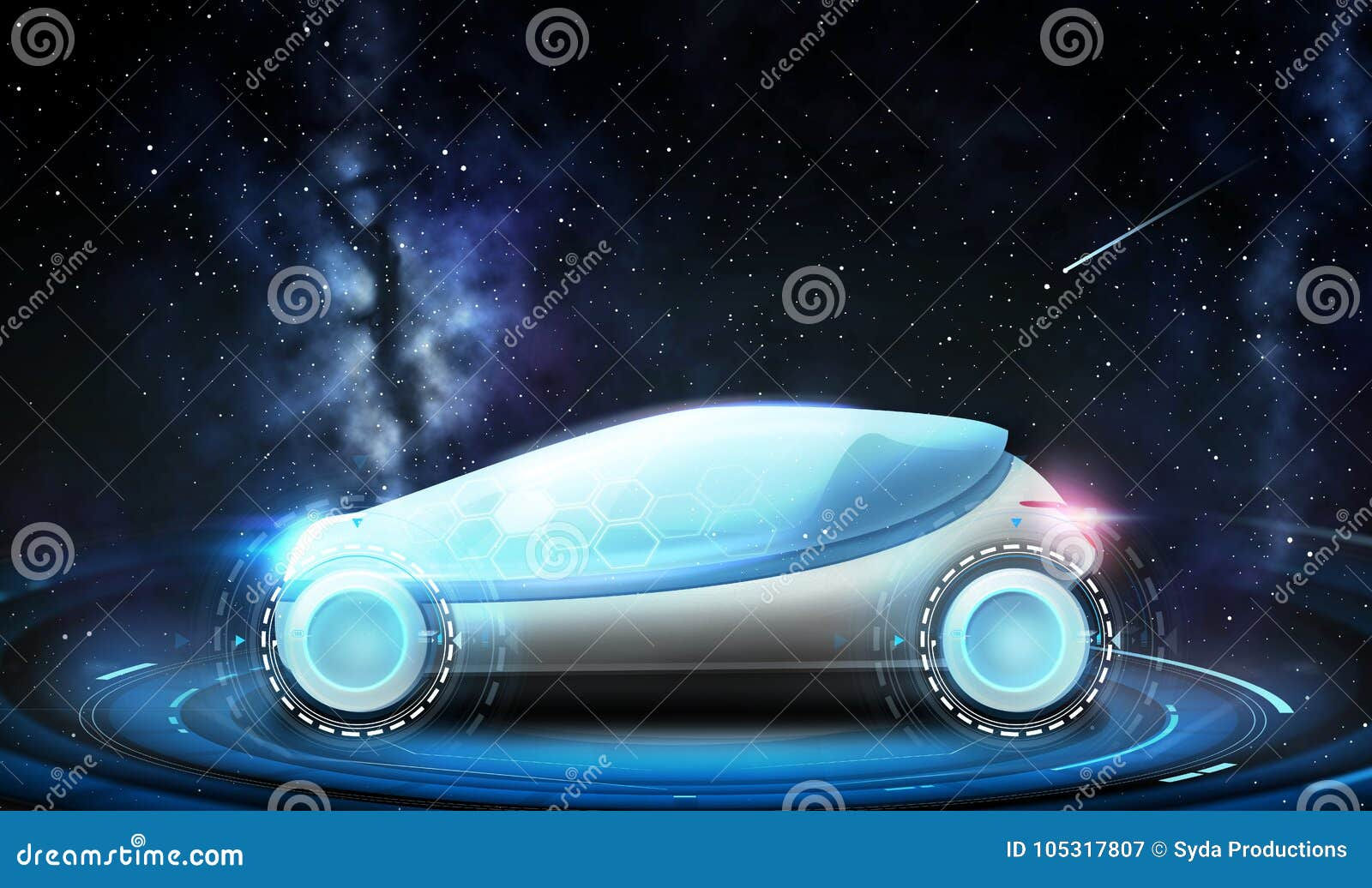 Wallpaper #QGhLG5MBSpphPi3-Ox8V26 Futuristic Concept Car Over Space Background Stock Illustration