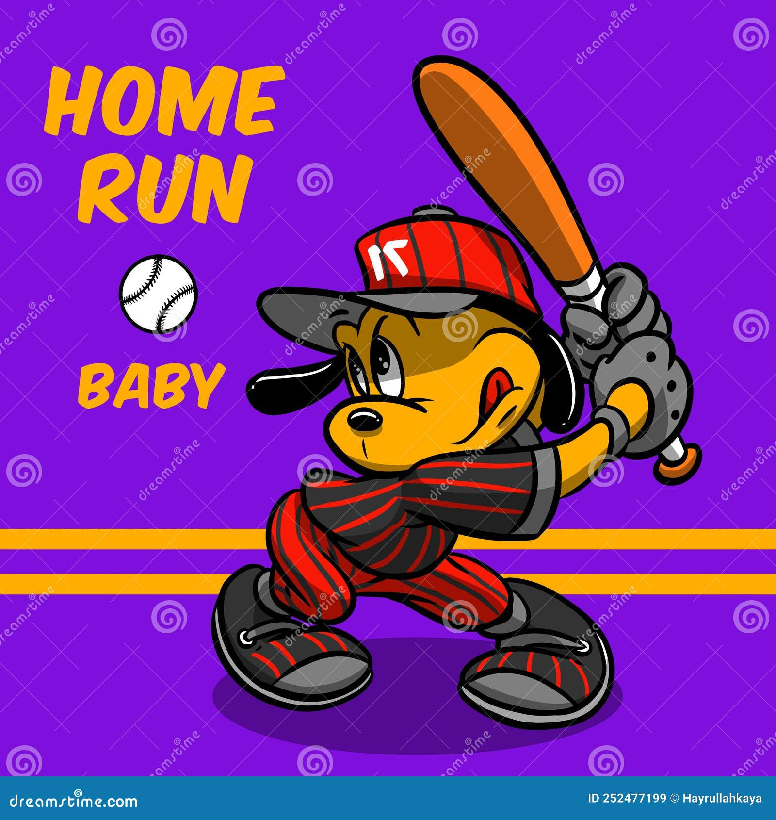 Wallpaper #Y2dcCpMBSpphPi3-fNSn289 Home Run Illustration Cute Cartoon Dog Character Playing Baseball Funny
