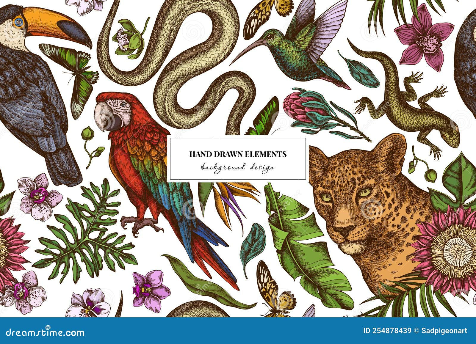 Wallpaper #Kx2eLJMBlOZrFDOkM8tF345 Tropical Animals Seamless Pattern Background Design Engraved Style