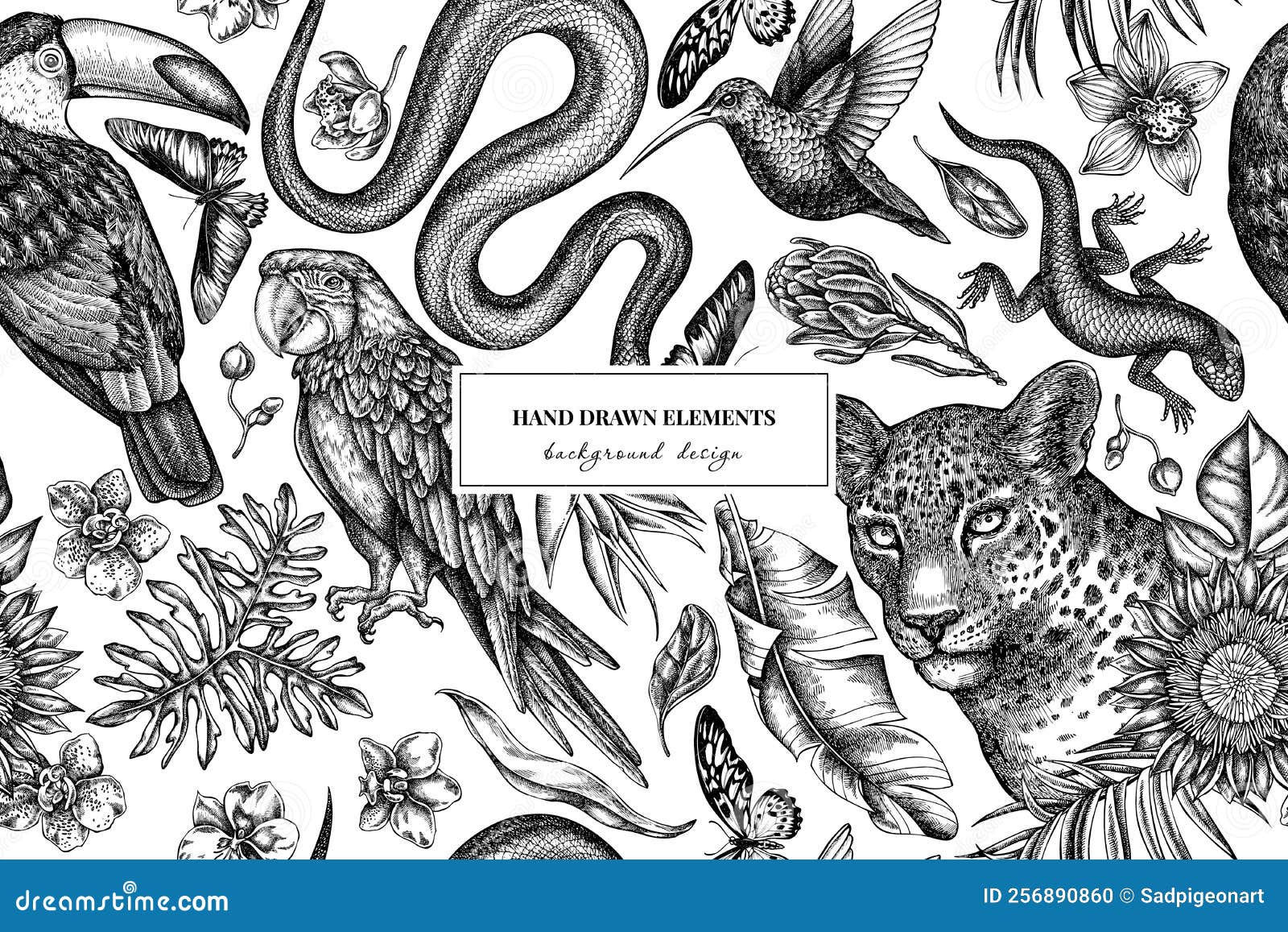 Wallpaper #Kx2eLJMBlOZrFDOkM8tF430 Tropical Animals Seamless Pattern Background Design Engraved Style