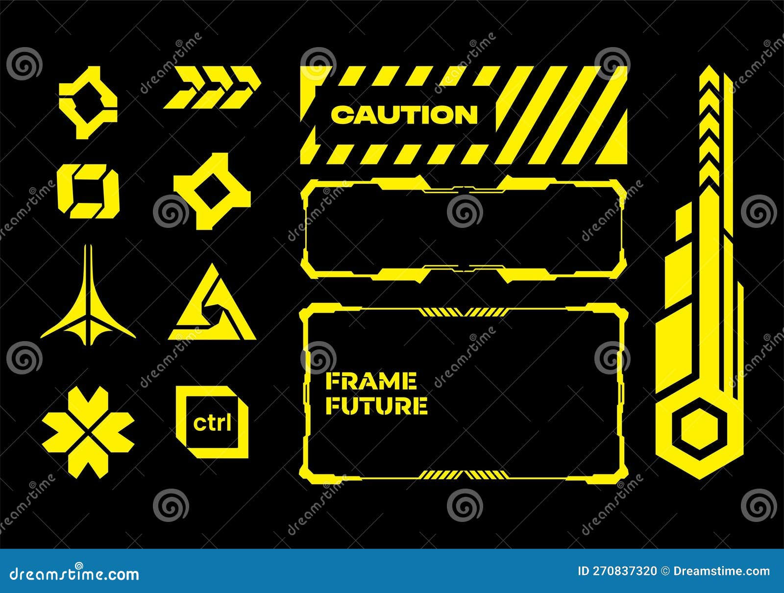 Wallpaper #rXcPJpMB-pgBXx60rqAE98 Hud Futuristic Frame Border Elements Pack Caution Yellow Line Cyber Sci