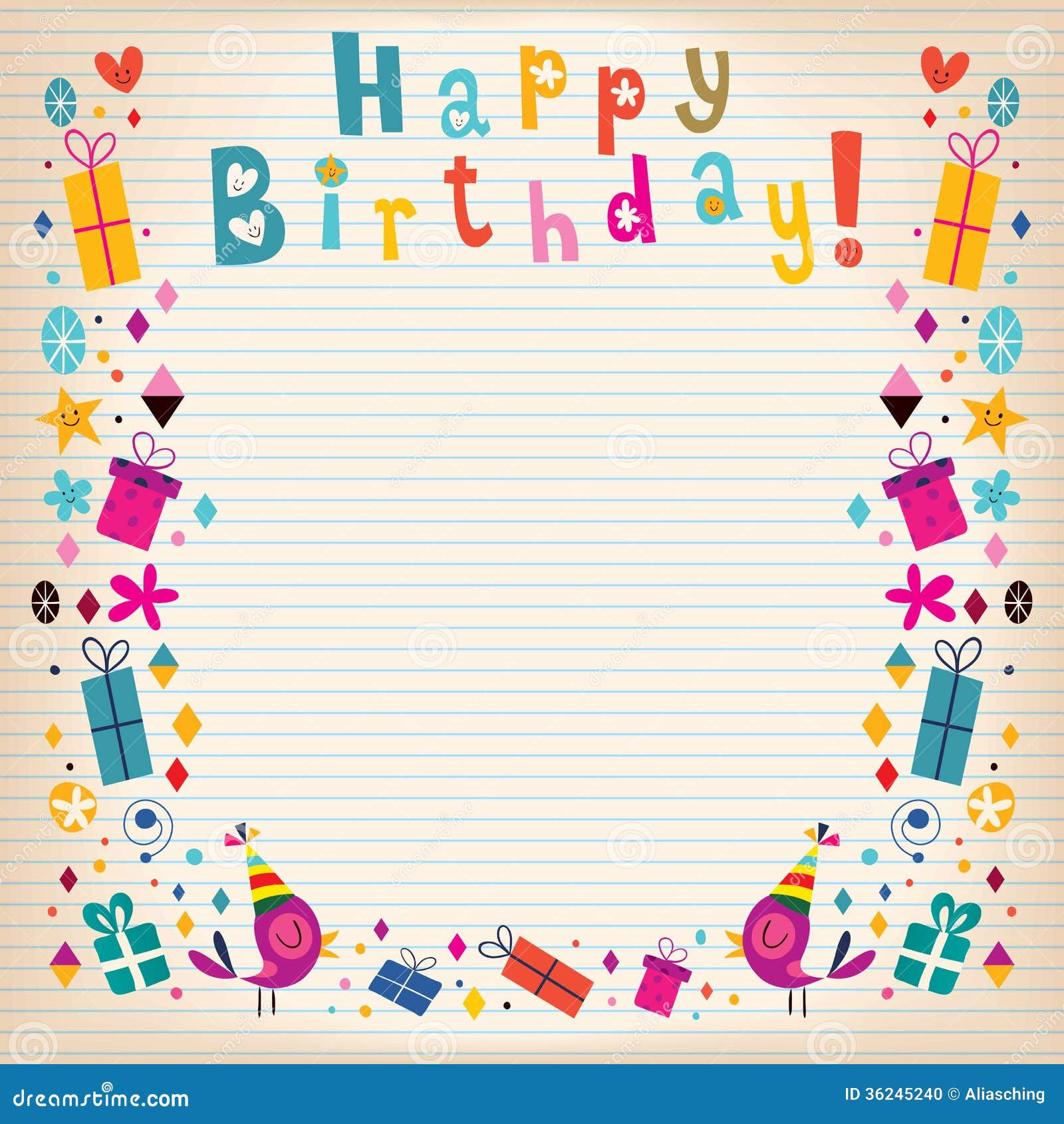 Wallpaper #3DG7NZMB5zzyi_yYq1fz237 Happy Birthday Border Lined Paper Retro Card Stock Vector