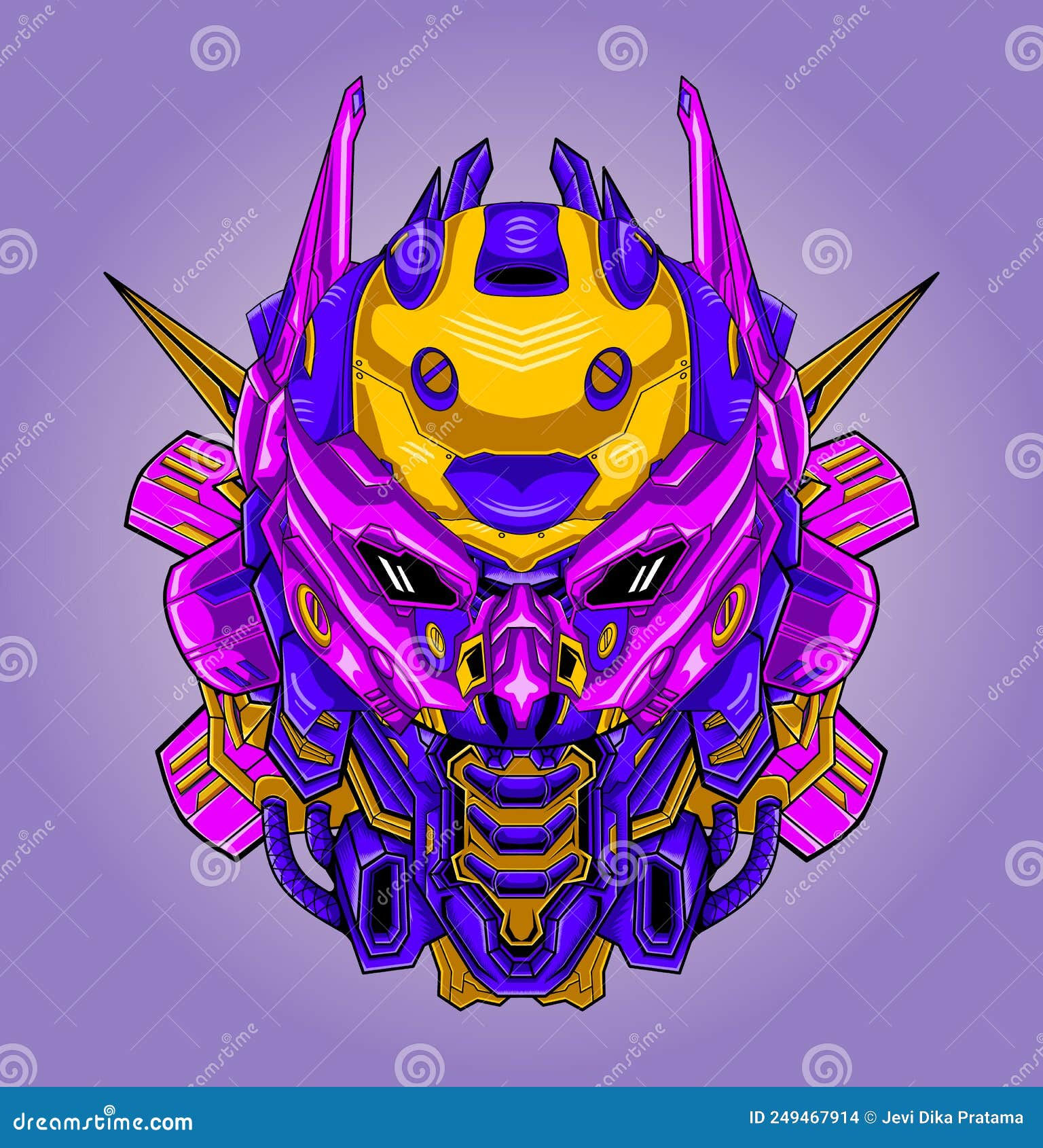 Wallpaper #KMn-j5cB-VVLIetlCmy8117 Head Robotic Cyberpunk Ronin Samurai Stock Illustration Illustration