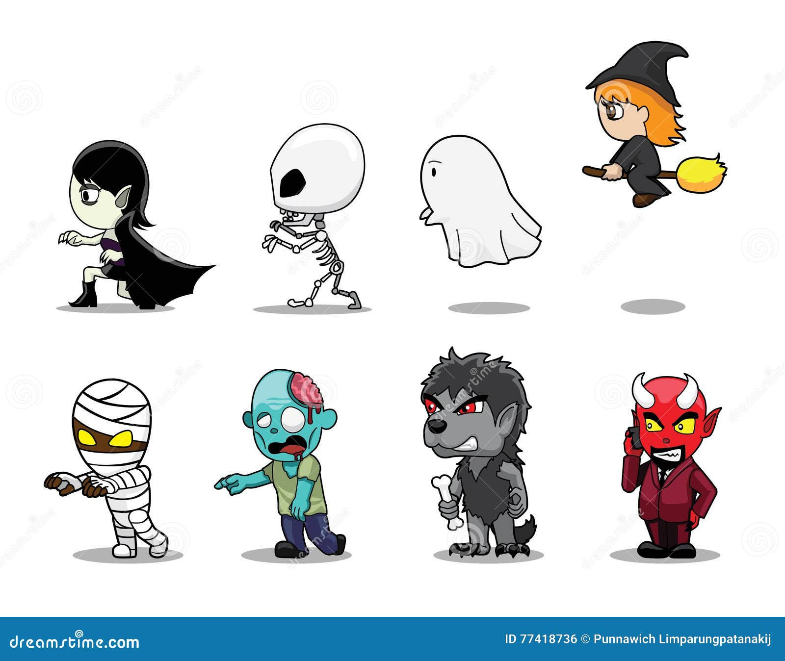Wallpaper #22hxHJMBSpphPi3-wiLQ491 Halloween Character Big Head Side Set Cartoon Vector Illustration Stock