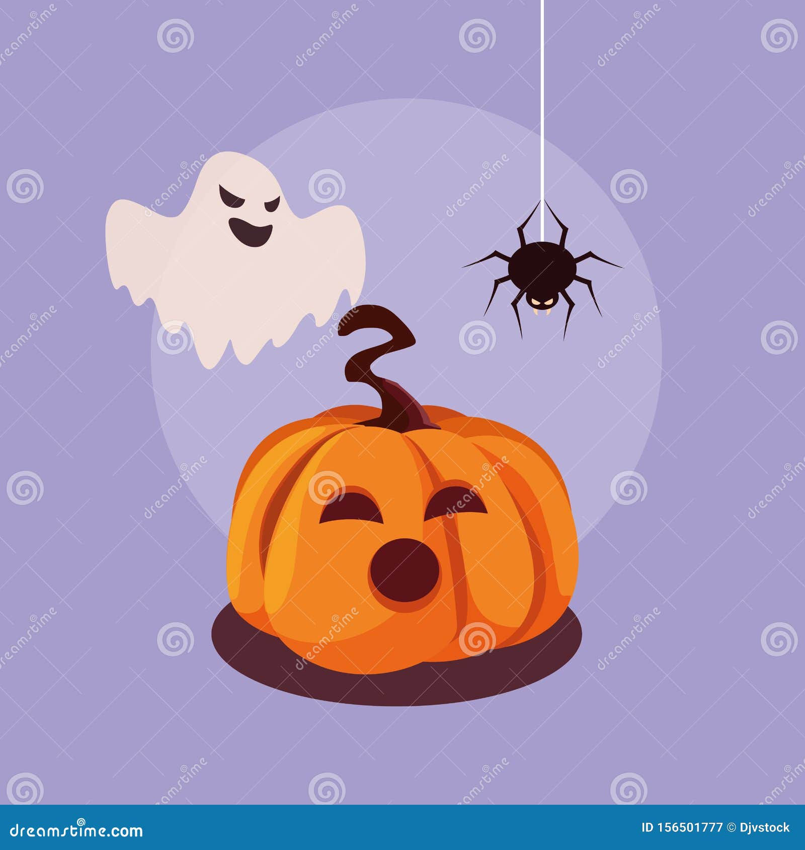 Wallpaper #RPS3OZMBKFX8bn3r6ncE248 Halloween Pumpkin with Ghost and Spider Stock Illustration