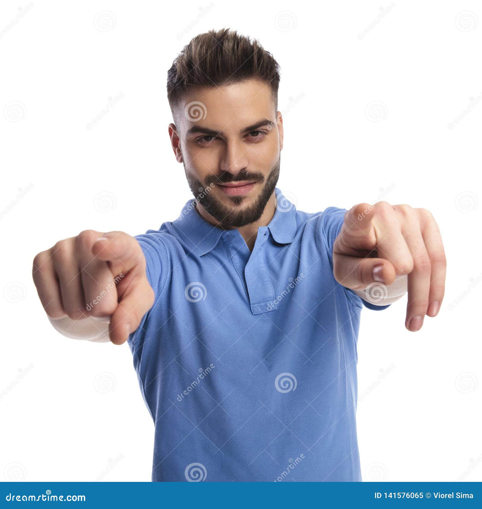 Wallpaper #_GfQEZMBSpphPi3-c_iD128 Happy Youngster Pointing Two Fingers at the Camera Man Stock Image