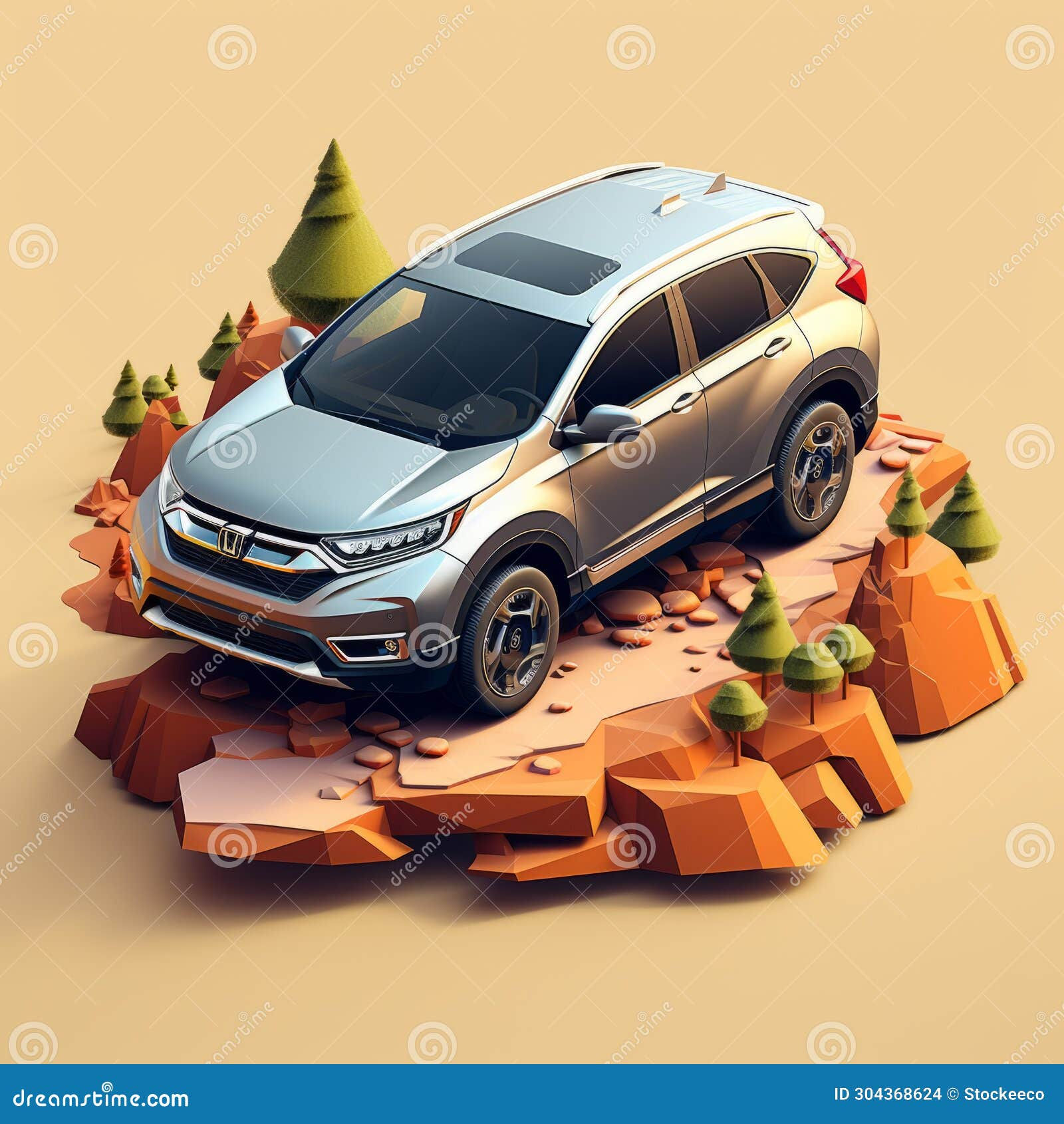 Wallpaper #-mcH75IBSpphPi3-RV-L271 Isometric Honda Cr V SUV Model with Mountain Background Stock