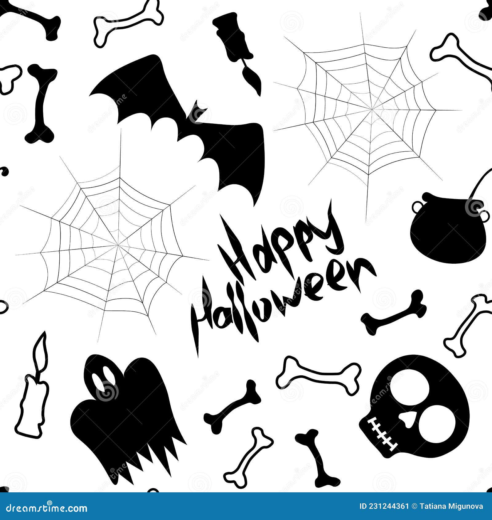 Wallpaper #g_RLOZMBKFX8bn3rLHYG265 Halloween Seamless Pattern Vector Hand Drawn Spider Web Bat Ghost