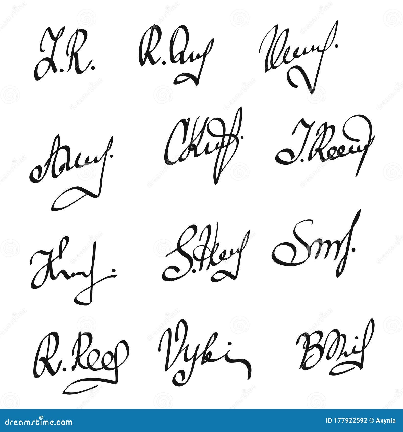 Wallpaper #hGcuDZMBSpphPi3-SeOZ136 Handwritten Signatures Set Fictitious Signatures for Business Contract