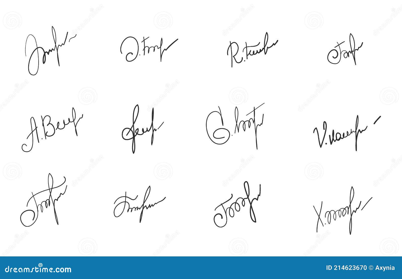 Wallpaper #hGcuDZMBSpphPi3-SeOZ55 Handwritten Signatures Set Fictitious Signatures for Business Contract