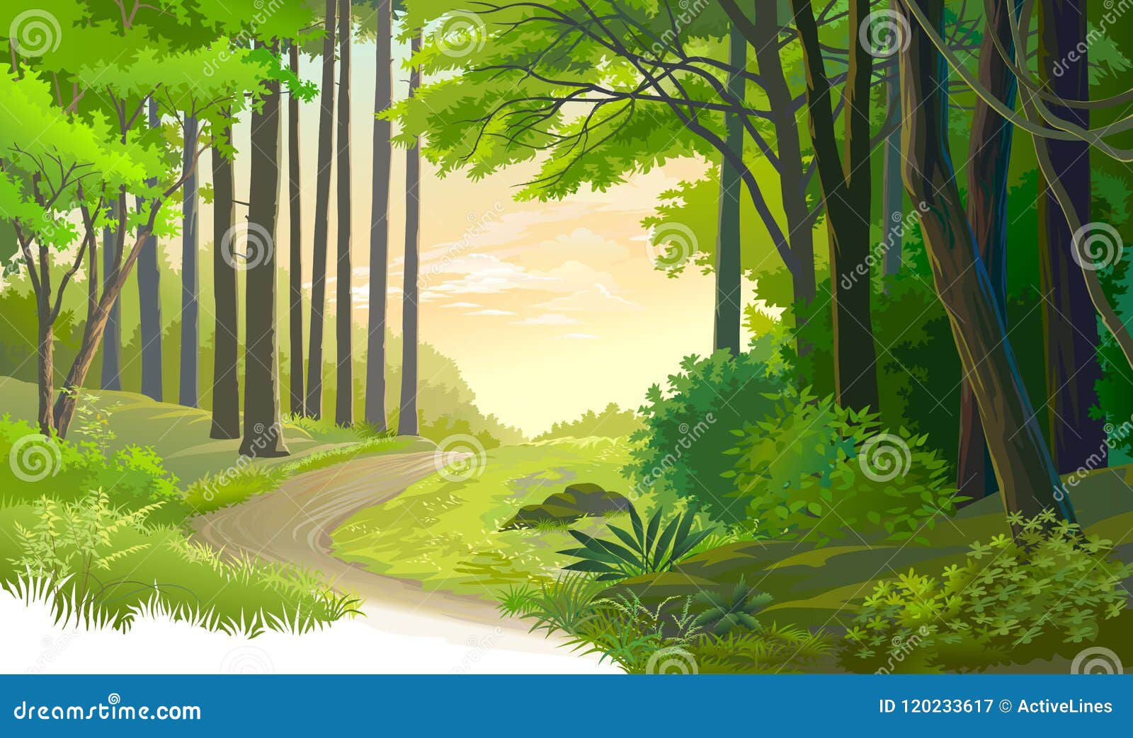 Wallpaper #lGcDC5MBSpphPi3-T9ct257 An Old Path Through an Ancient Forest Stock Vector Illustration of