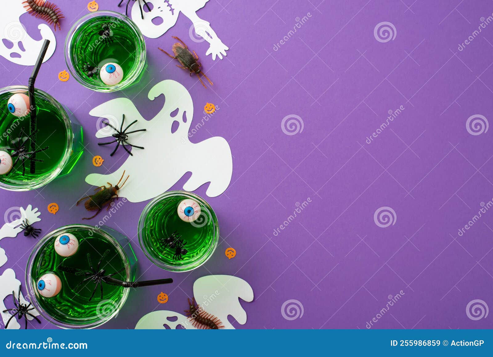 Wallpaper #SfS5OZMBKFX8bn3rL3dx244 Halloween Concept Top View Photo of Green Floating Eyes Punch Skeleton