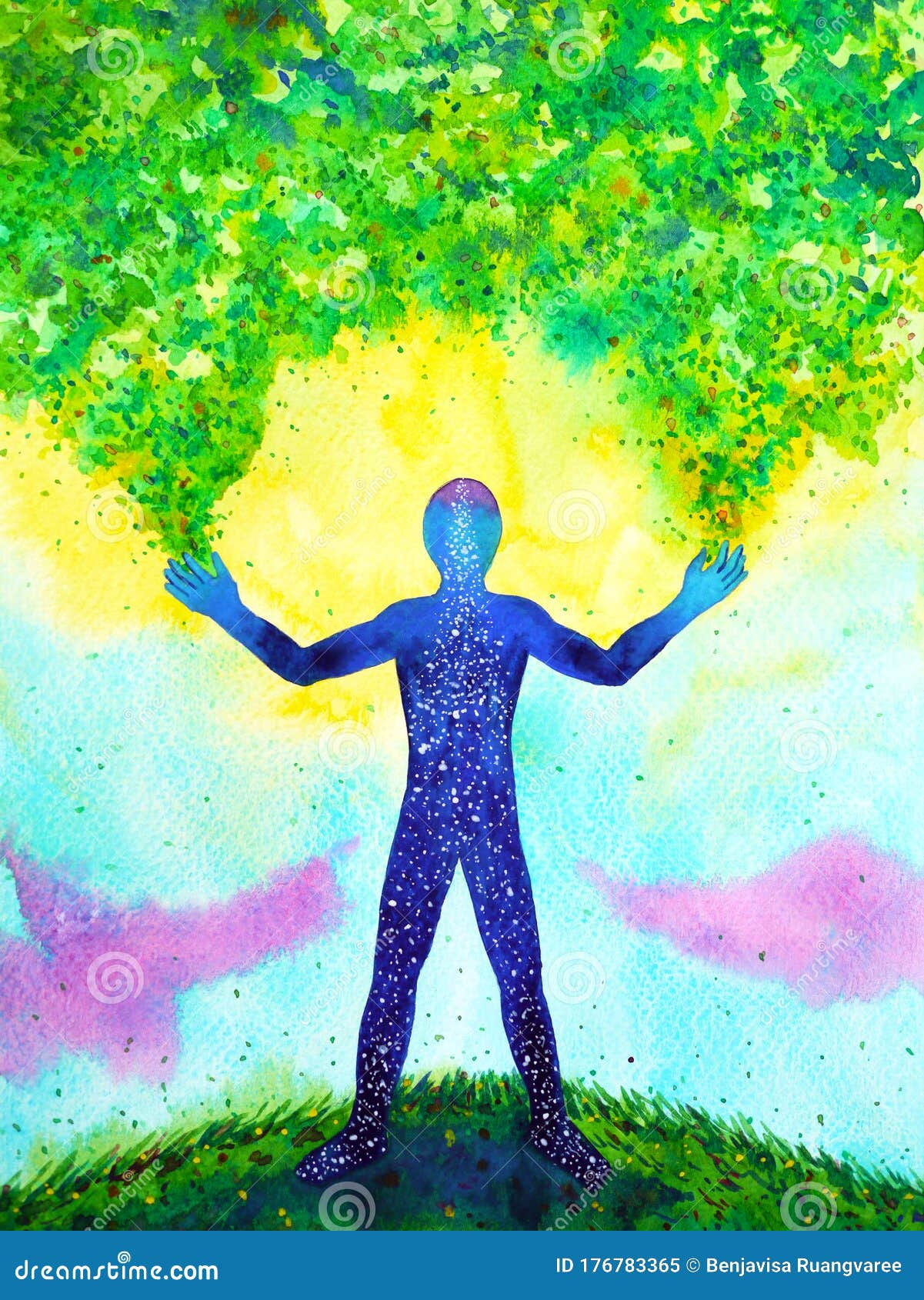 Wallpaper #H2ds_JIBSpphPi3-LpgZ73 Human Mind Spiritual Power Tree Forest Environment Healing Watercolor
